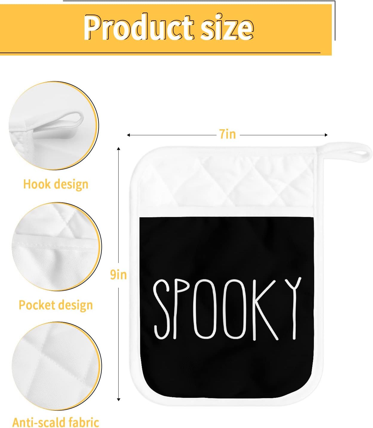 Halloween Spooky Word 5-Piece Pot Holder Set