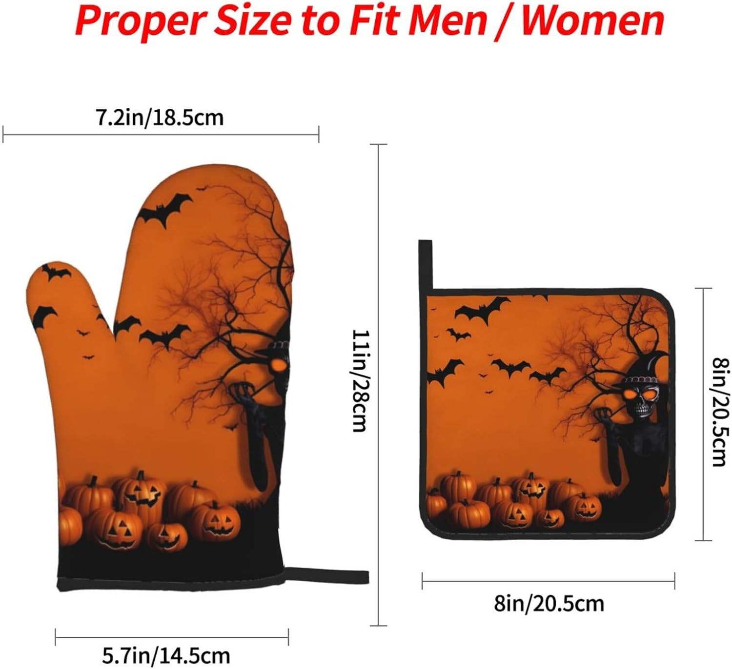 XHHRRDNZ Orange Halloween Oven Mitts and Pot Holders Set of 4