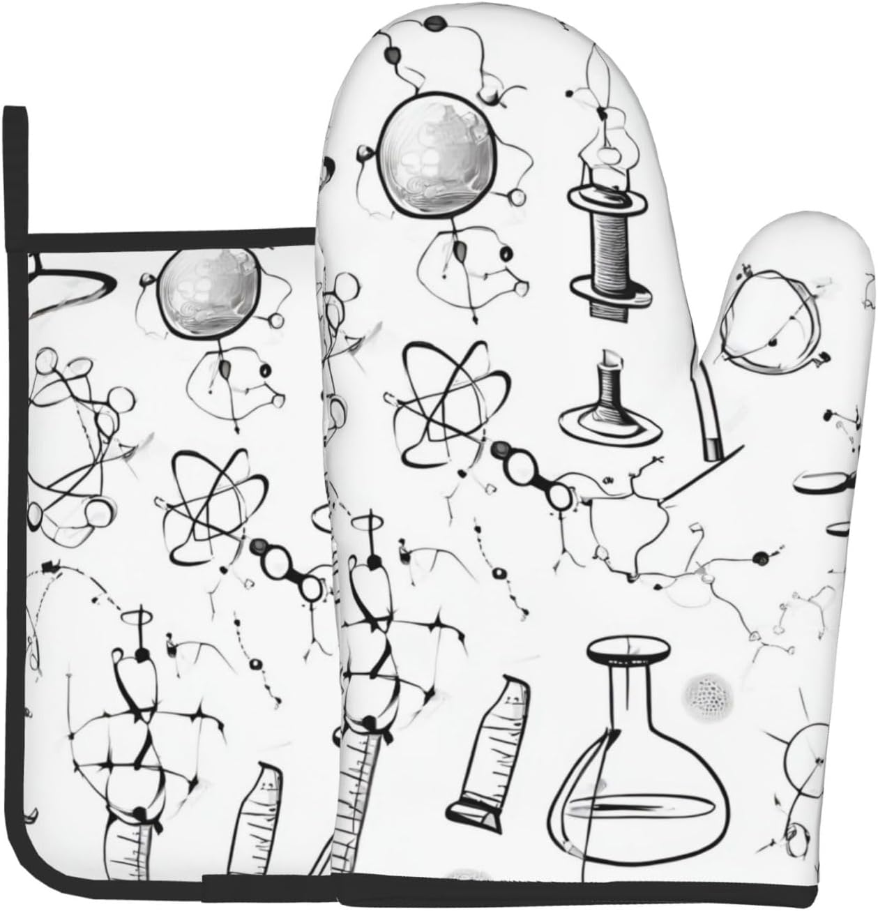 Quopvn Chemistry Print Oven Mitts and Pot Holders 2pcs Set