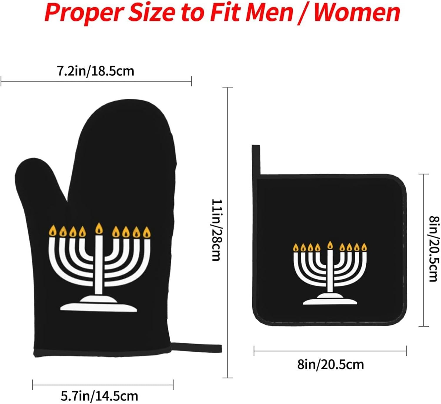 Happy Hanukkah Oven Mitts and Pot Holders Set 4 PCS 1