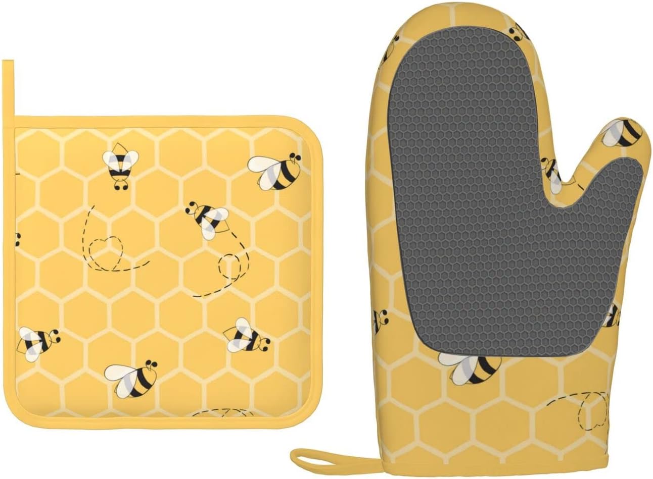 Oven Mitts Potholders Set Heat Resistant Silicone Glove