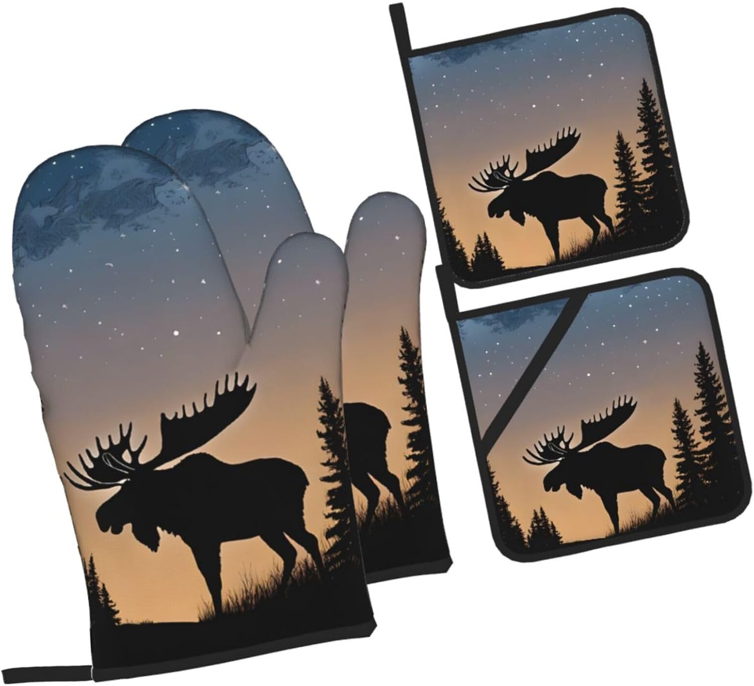 ZHANLEI 4-Piece Oven Mitts Pot Holders Set