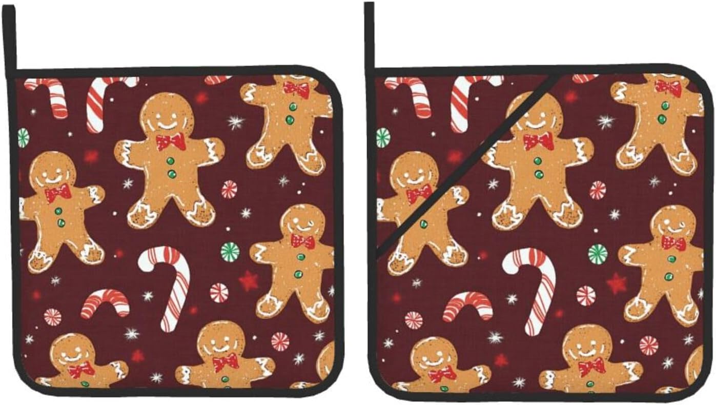 Christmas Gingerbread Candy Pot Holders Set of 2