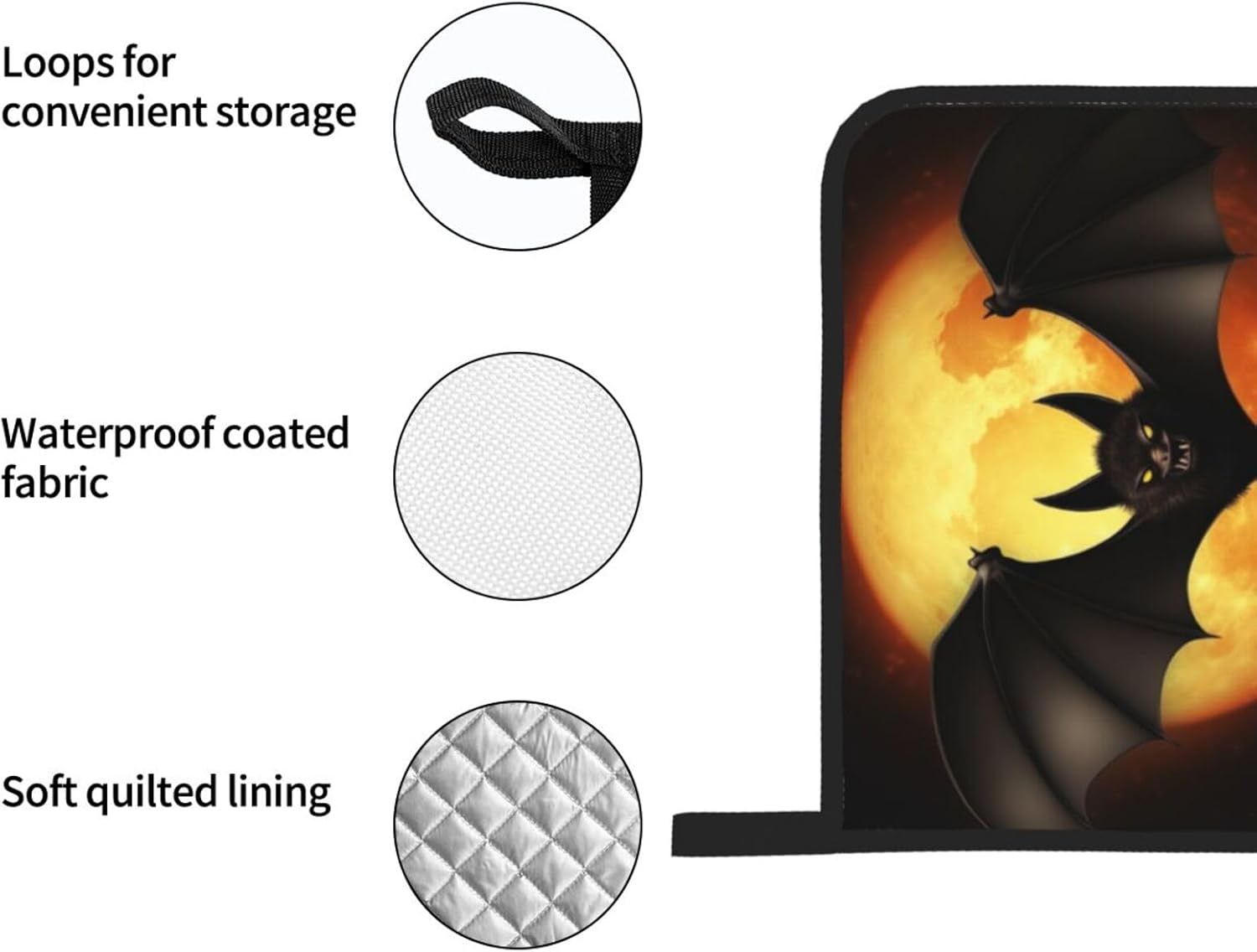 4PCS Halloween Bat Oven Mitts and Pot Holders Set 1