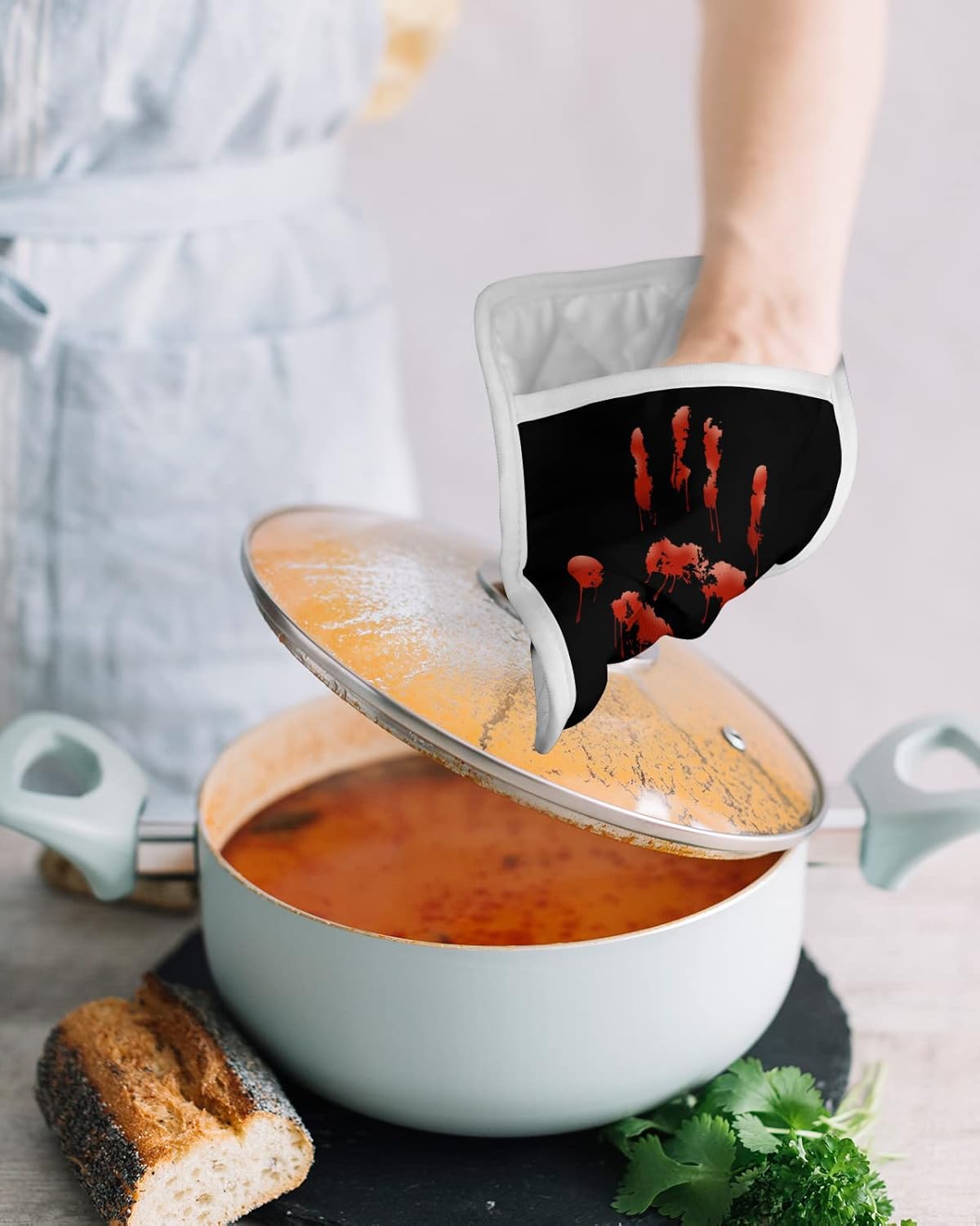 Halloween Blood Handprint 5PCS Pot Holders Set