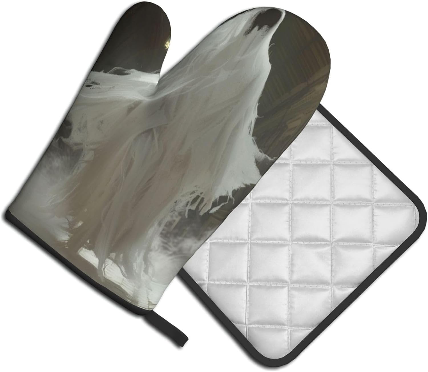 Oven Mitts Set Ghostly Heat Resistant Halloween Decor