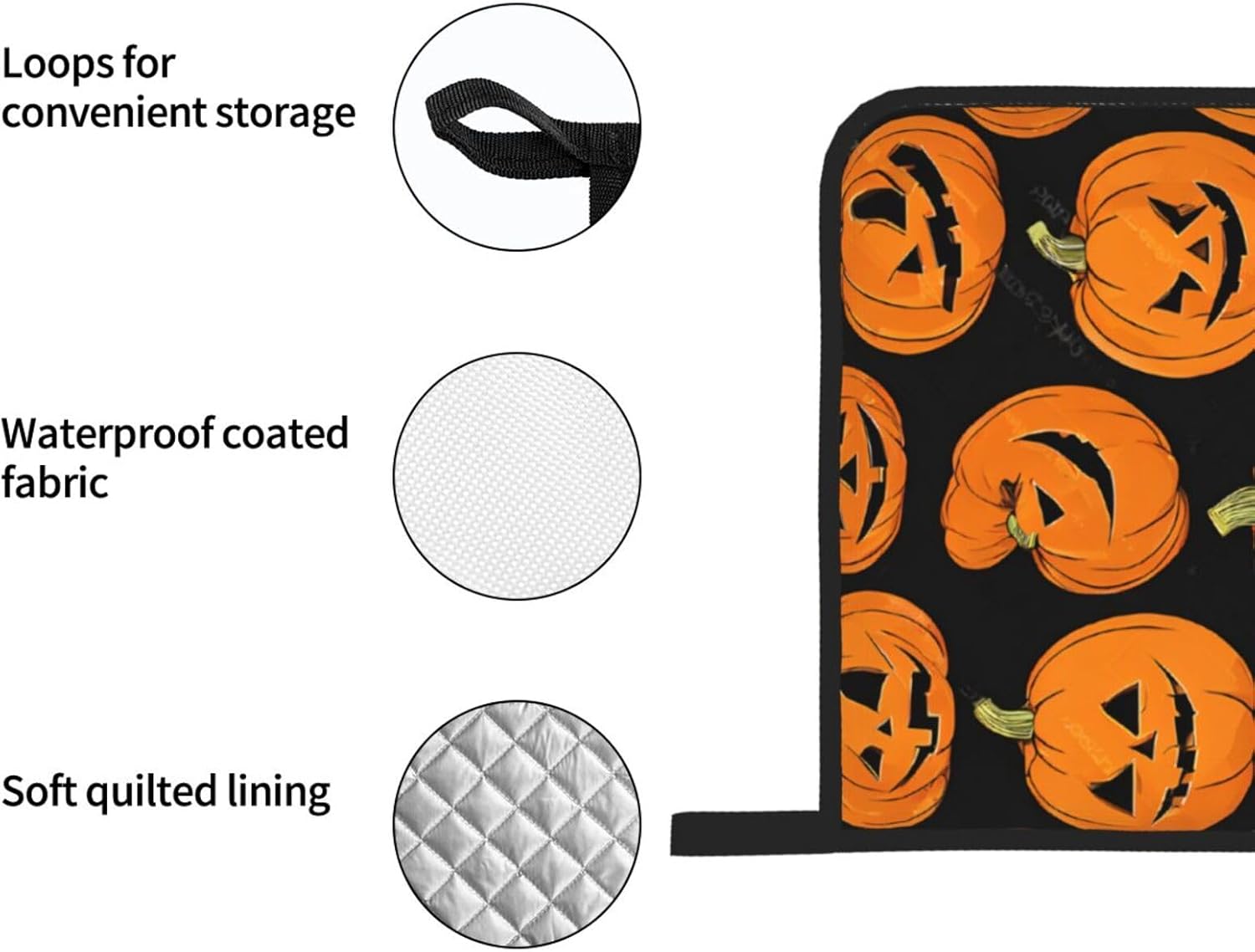 Vuiopuf Halloween Pumpkin Oven Mitts 4-Piece Set