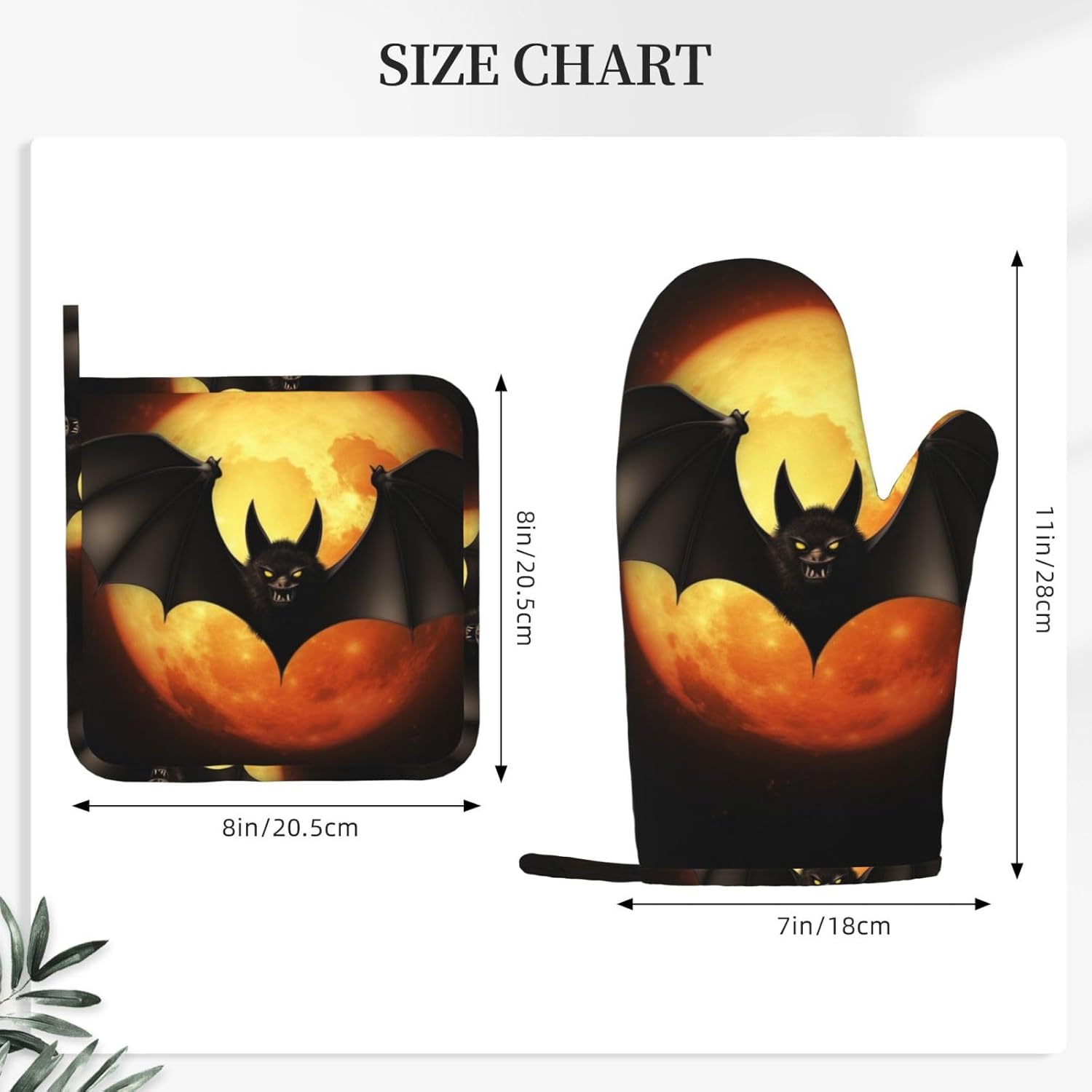 Halloween Compatible Silicone Oven Mitts and Pot Holders Set of 2