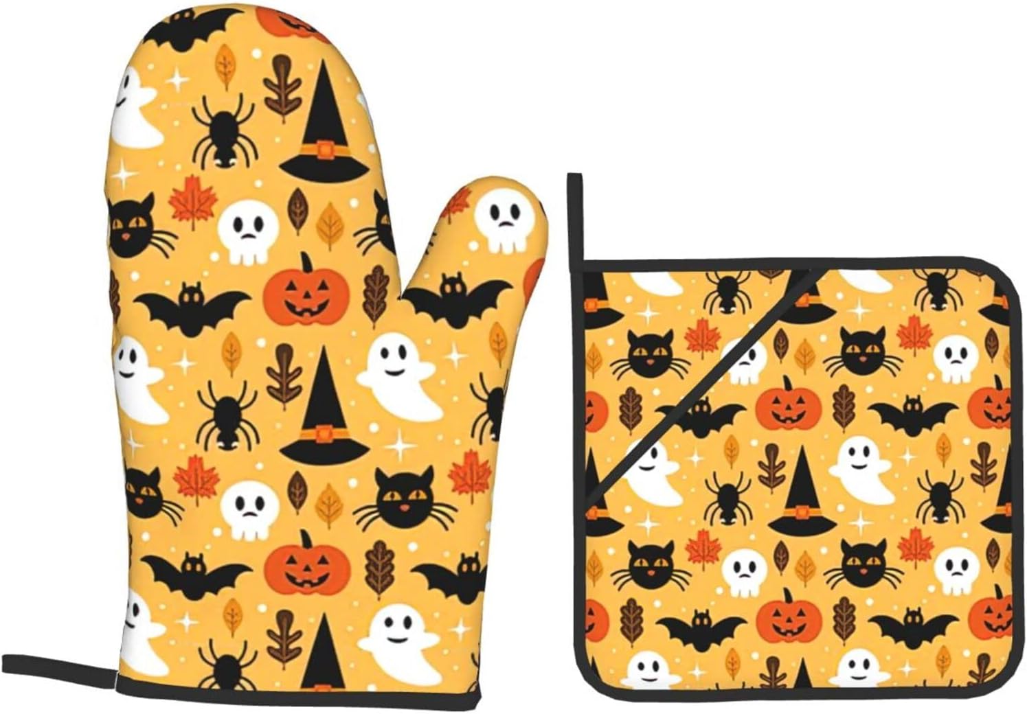 Halloween Ghost Pumpkin Bat Oven Mitts and Pot Holders Sets of 4