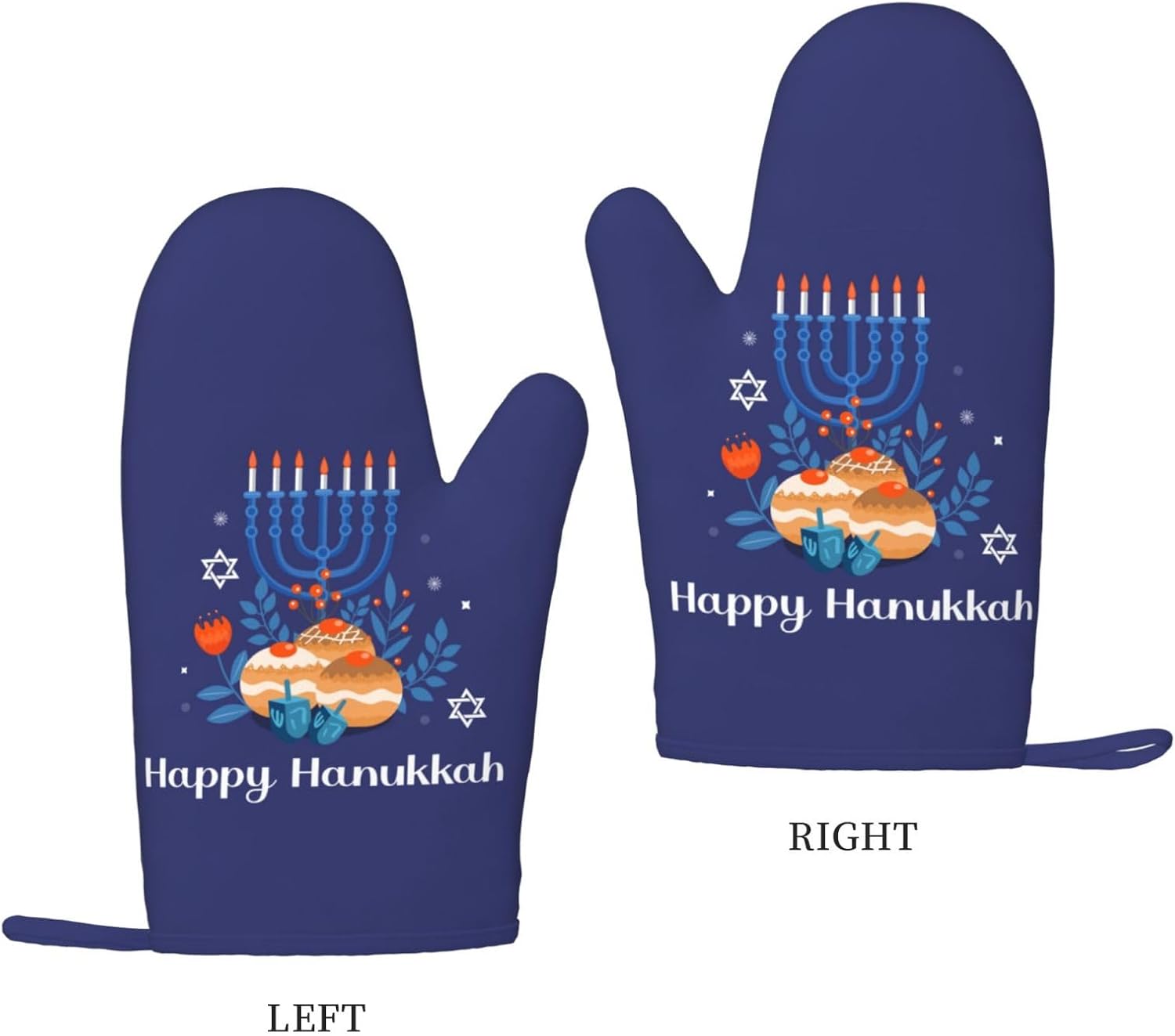 Happy Hanukkah Oven Mitts with Silicone Palm 1