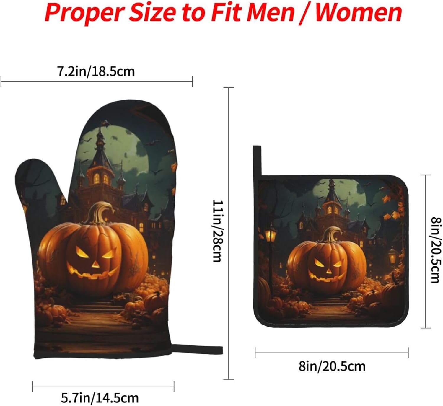 Thick Halloween Oven Mitts Set