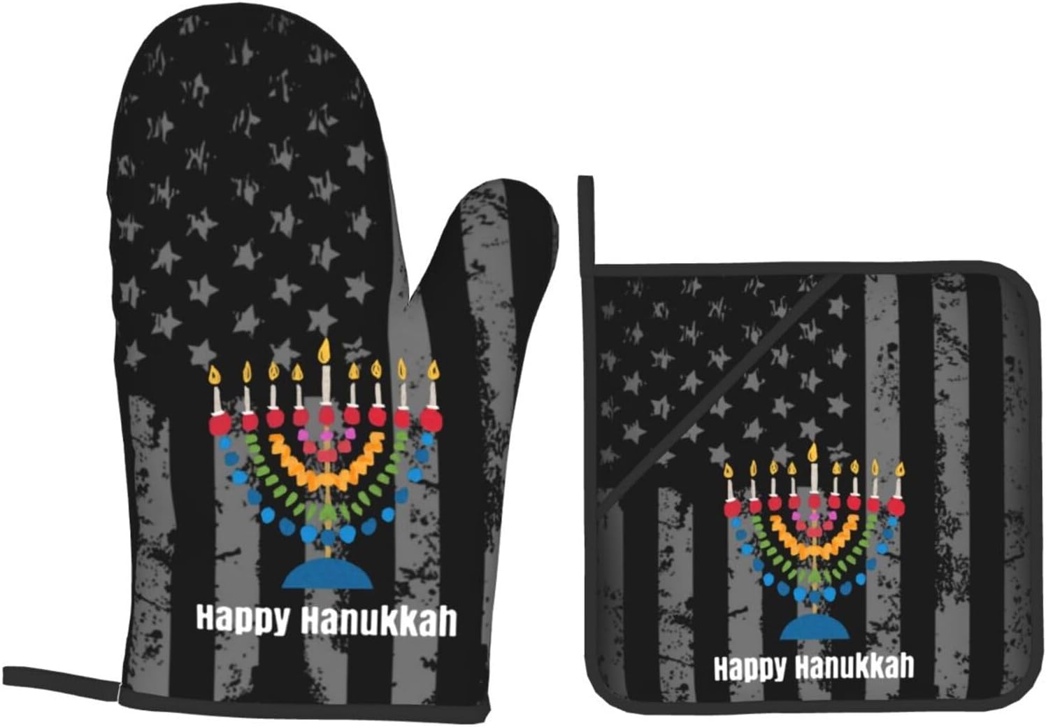 Happy Hanukkah Oven Mitts and Pot Holders Set 4 PCS