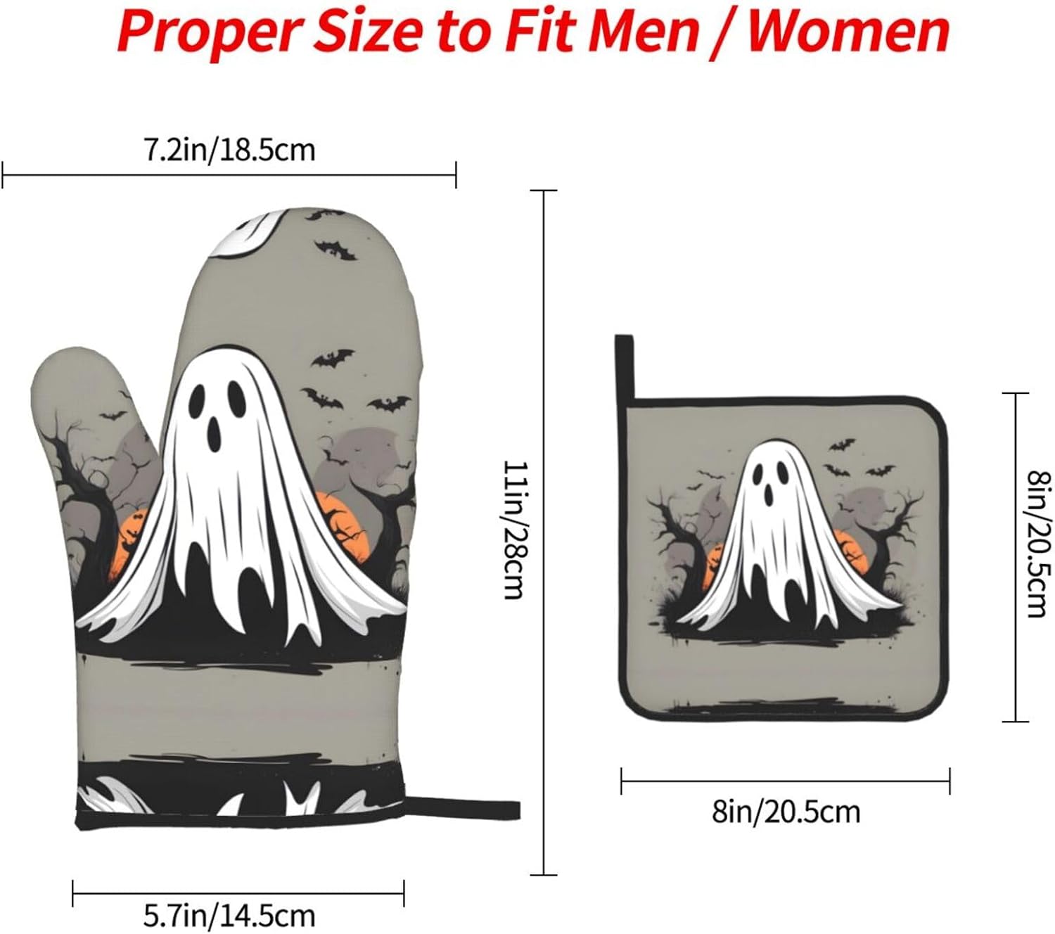 Halloween Ghost Pattern Thicken Pot Holder Set - Durable Waterproof Must-Have Kitchen Tool