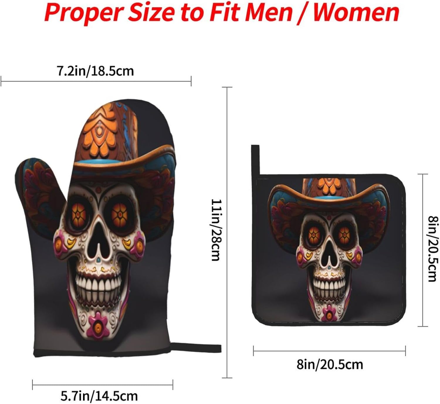 Halloween-Oriented Heat-Resistant Oven Mitt Set for Kitchen Use
