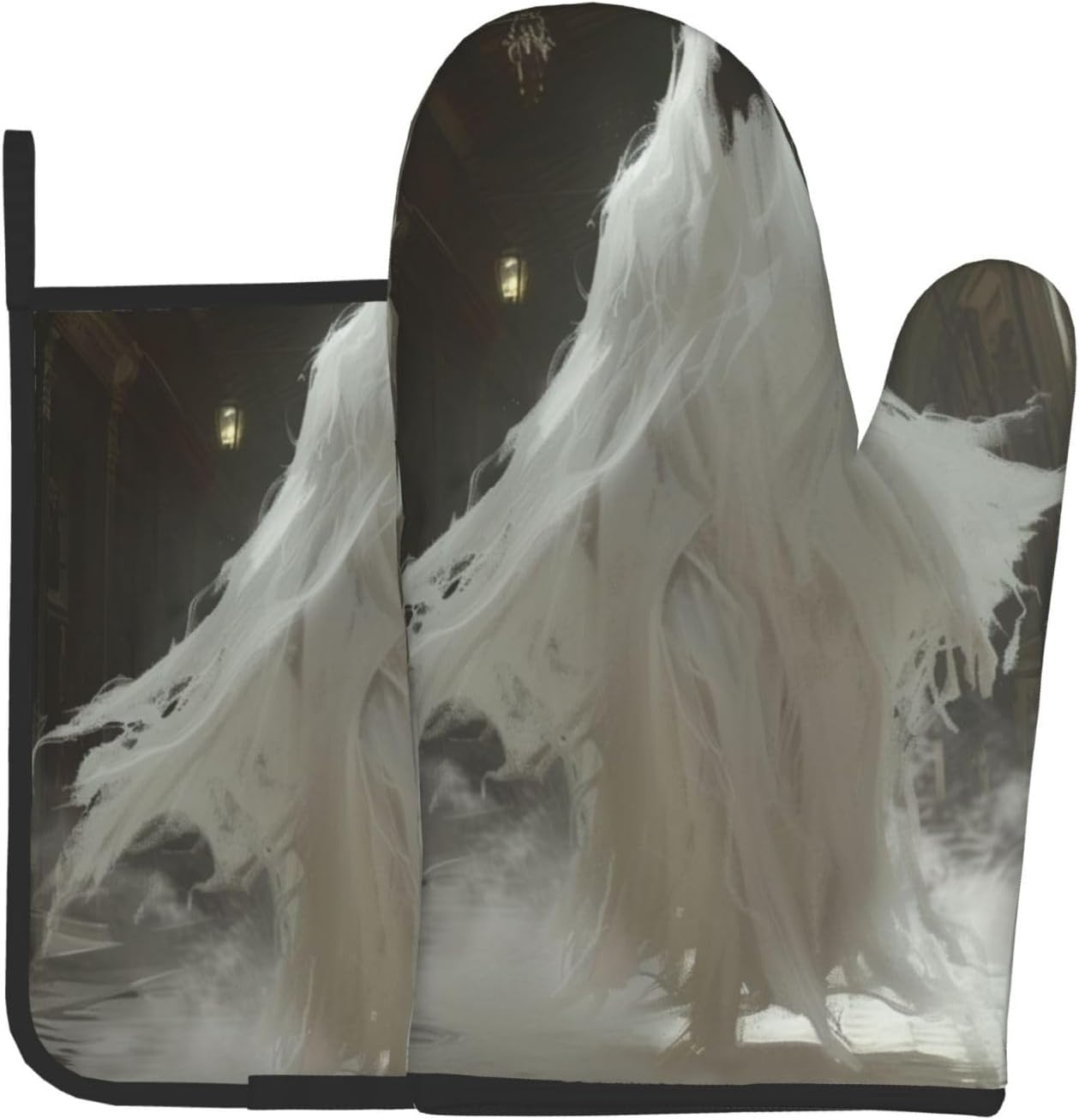 Oven Mitts Set Ghostly Heat Resistant Halloween Decor