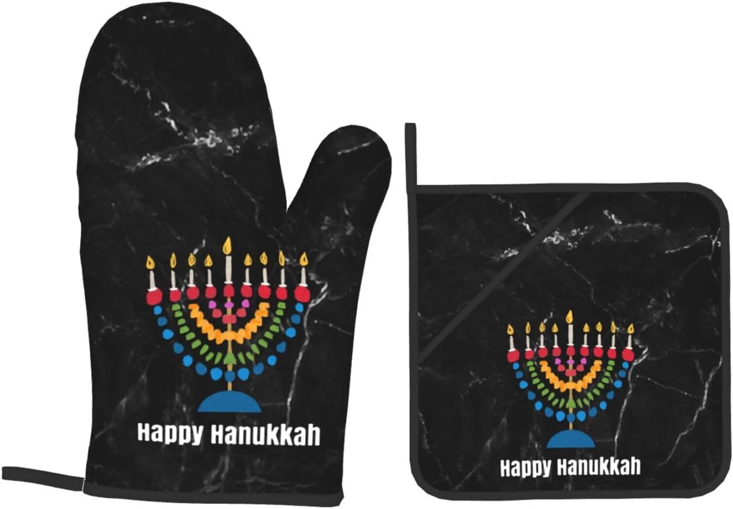 Delightful Hanukkah Heat-Resistant Oven Mitts and Pot Holders Set 4PCS