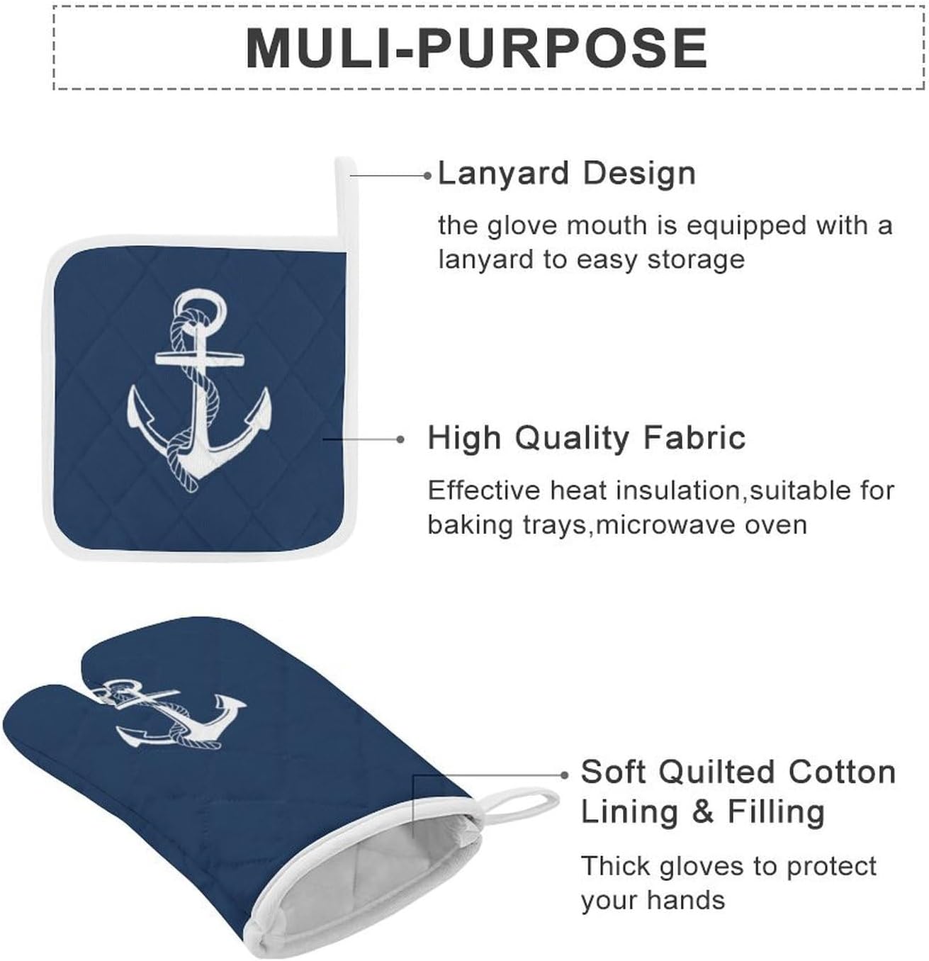 Safe Heat-Resistant Oven Mitts Set for Kitchen BBQ Use
