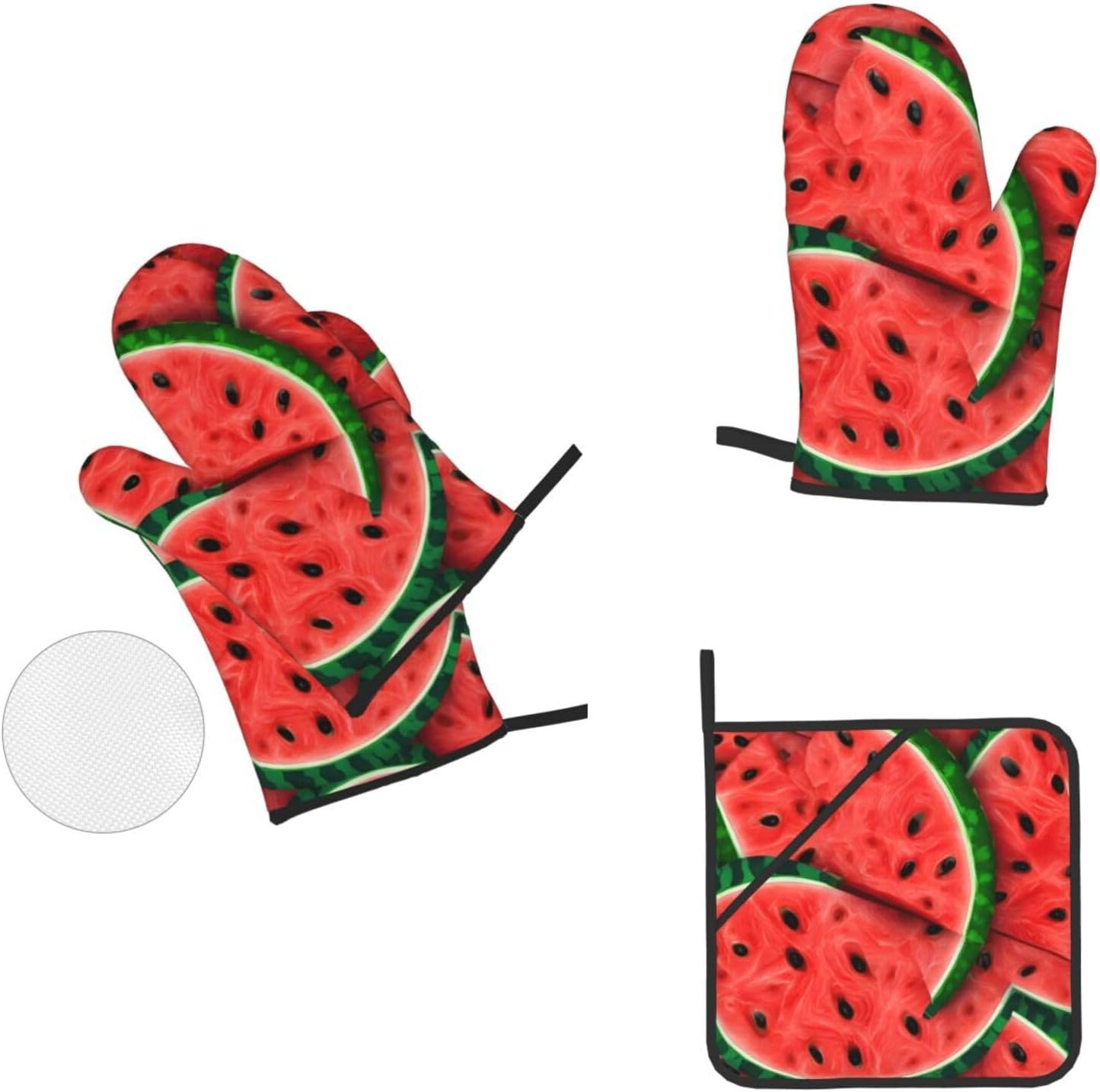 Quopvn Red Watermelon Printed Oven Mitts and Pot Holders 4-Piece Set