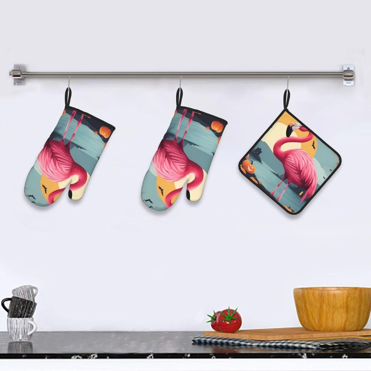Perfect for Cooking Durable Halloween-Style Oven Mitts and Pot Holder Set