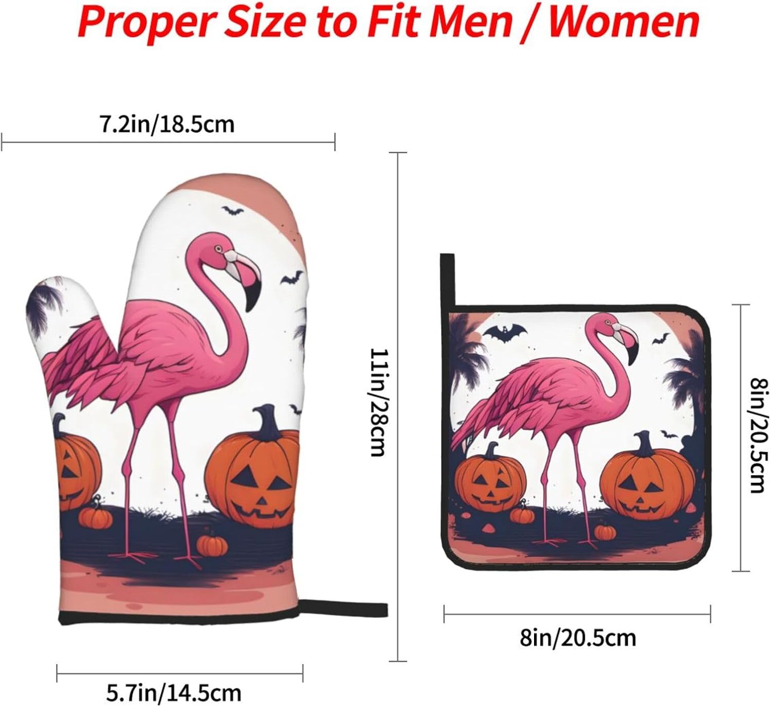 YYHHAOFA Halloween Flamingo Kitchen Baking Four-Piece Set