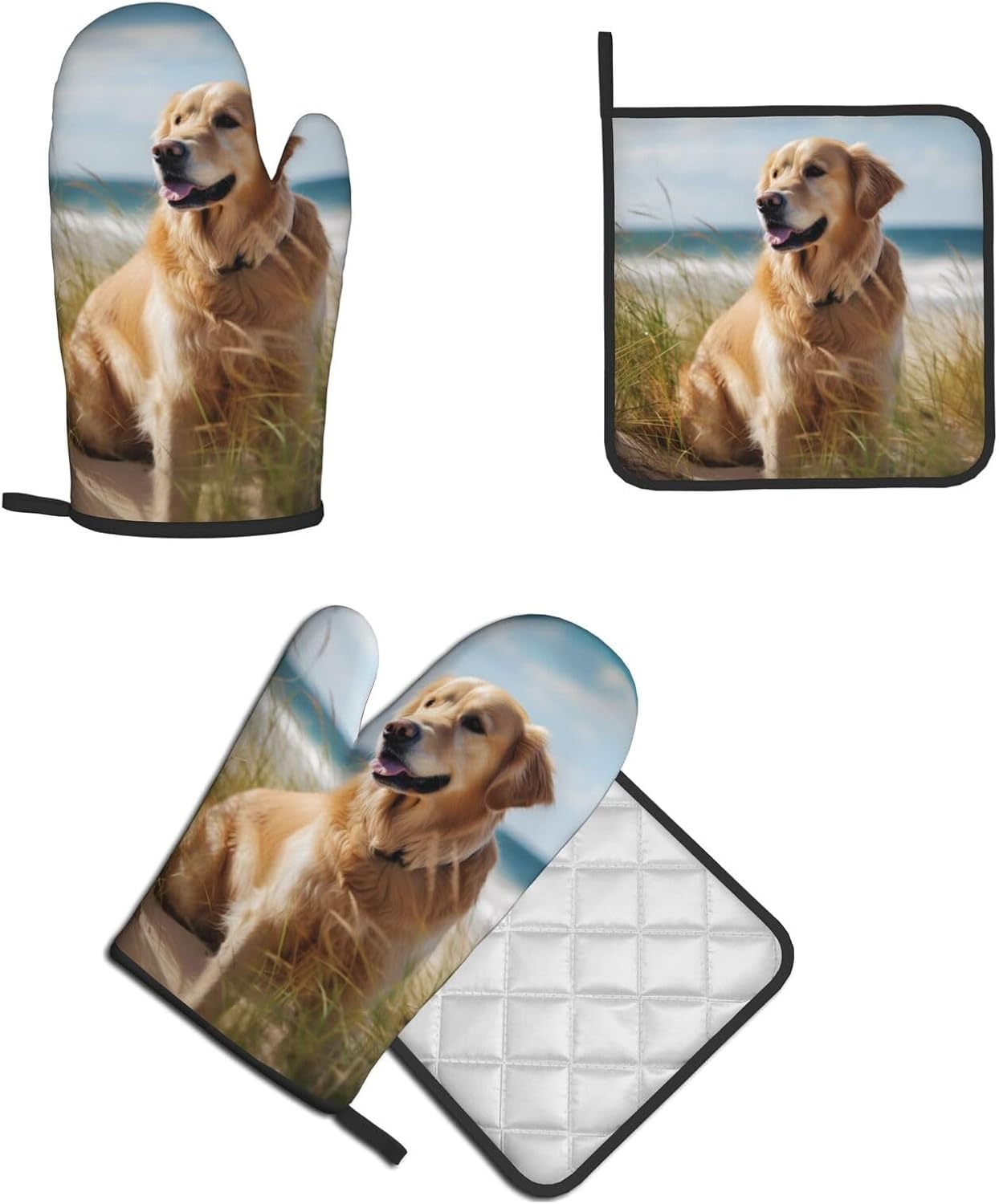 Golden Retriever Oven Mitts and Pot Holders Quopvn