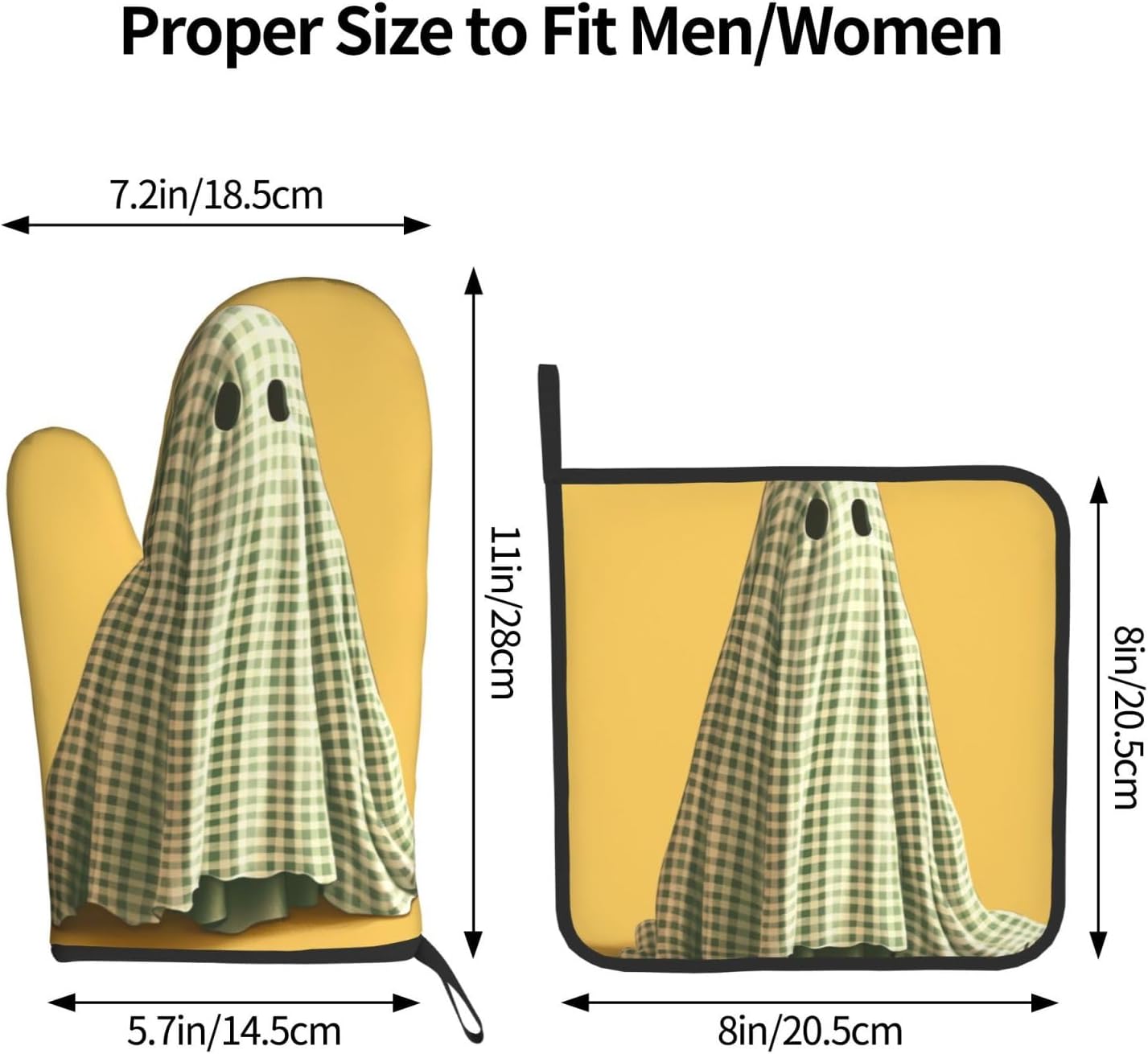 Halloween Ghost Oven Mitts Set for Heat-Resistant Cooking
