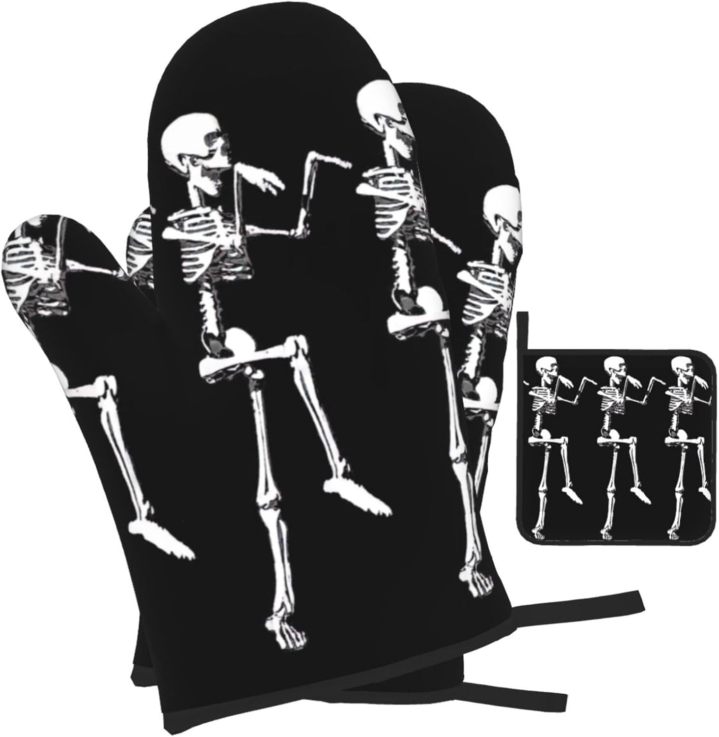XULLZH Halloween Skeleton Pot Holder Set