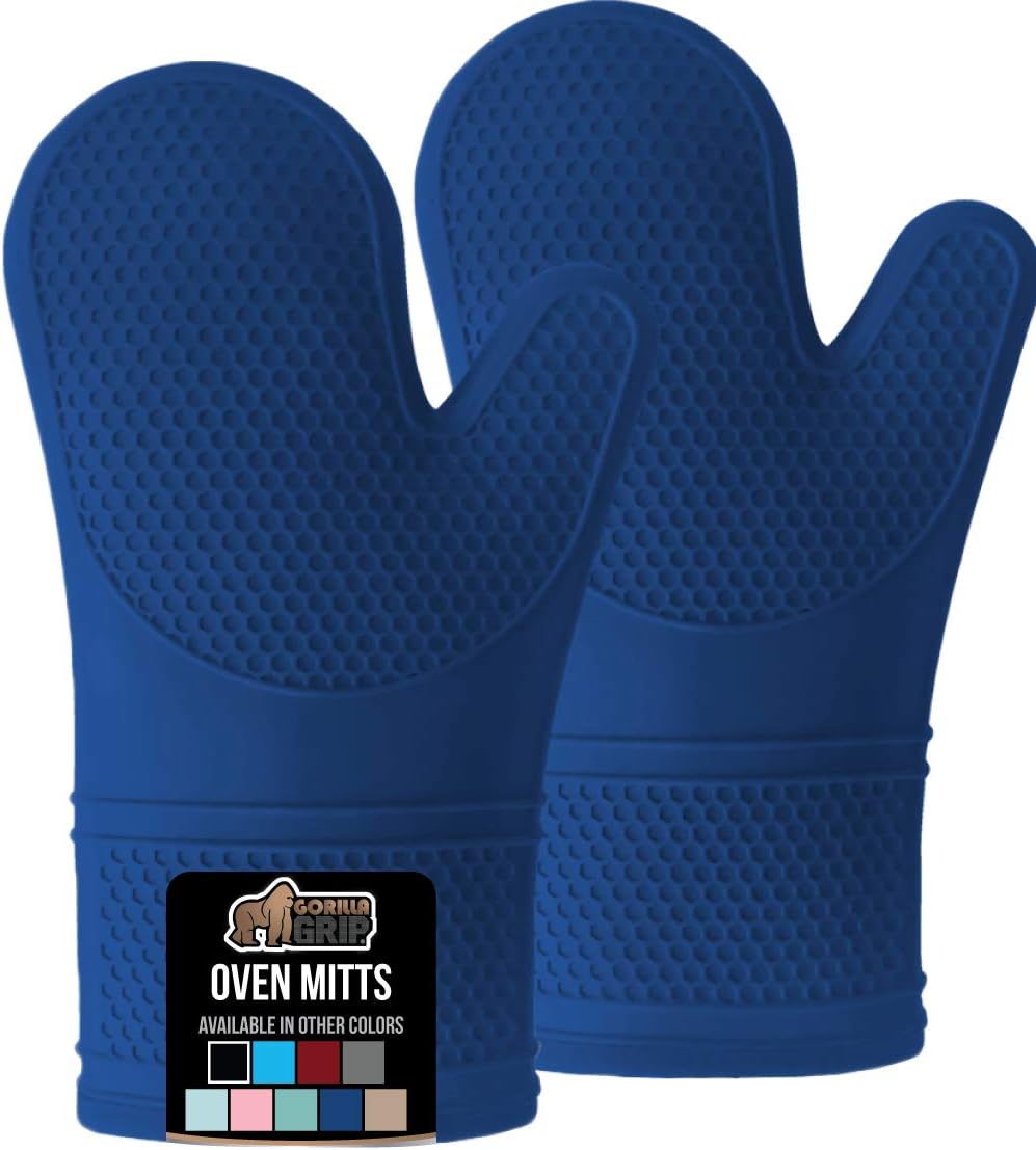 GORILLA GRIP BPA-Free Soft Silicone Oven Mitts 125 Blue
