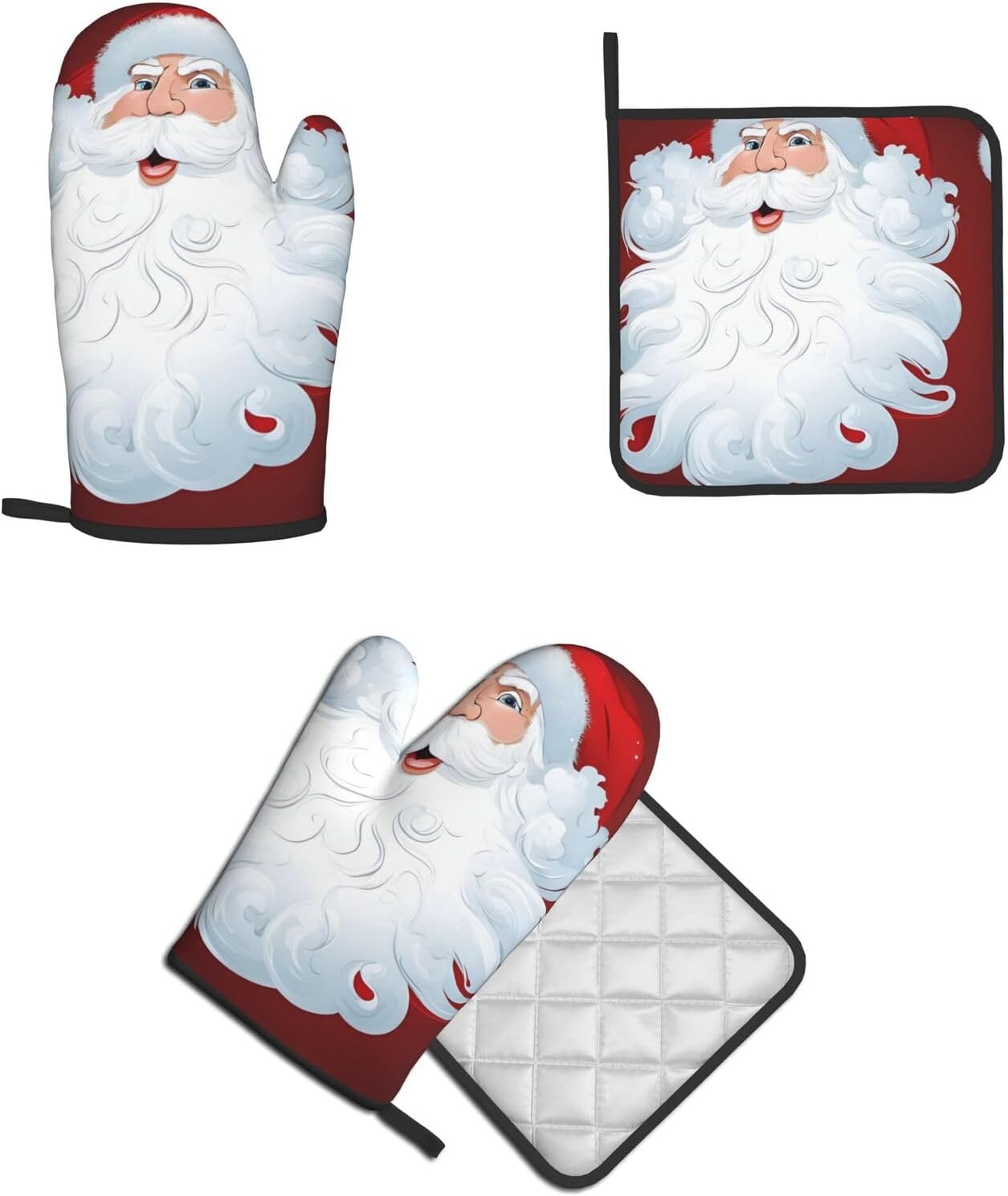 Christmas Day Printed Oven Mitts and Pot Holders 2 Piece Set