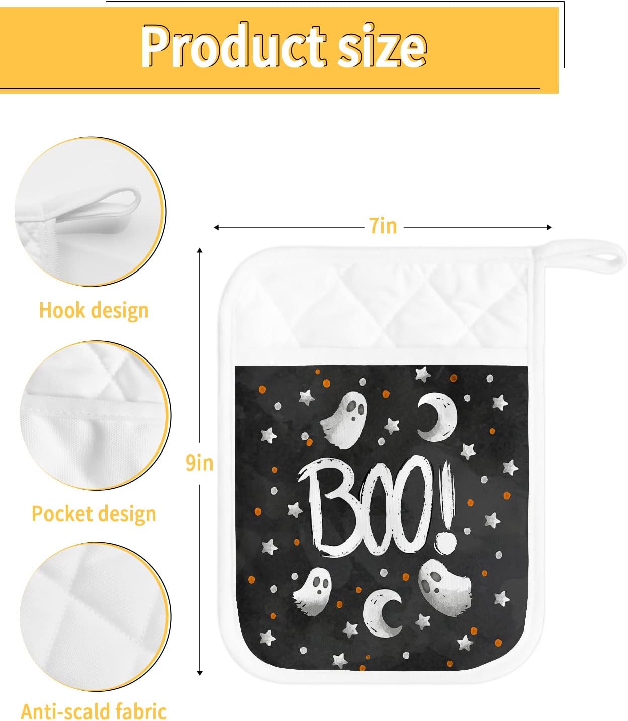 Hilarious Halloween Pot Holders Set of 5 Spooky Home Kitchen Accessories
