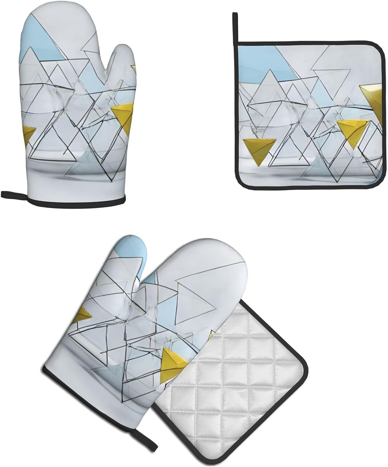 Quopvn Abstract Geometric Pattern Oven Mitts 2pcs Set