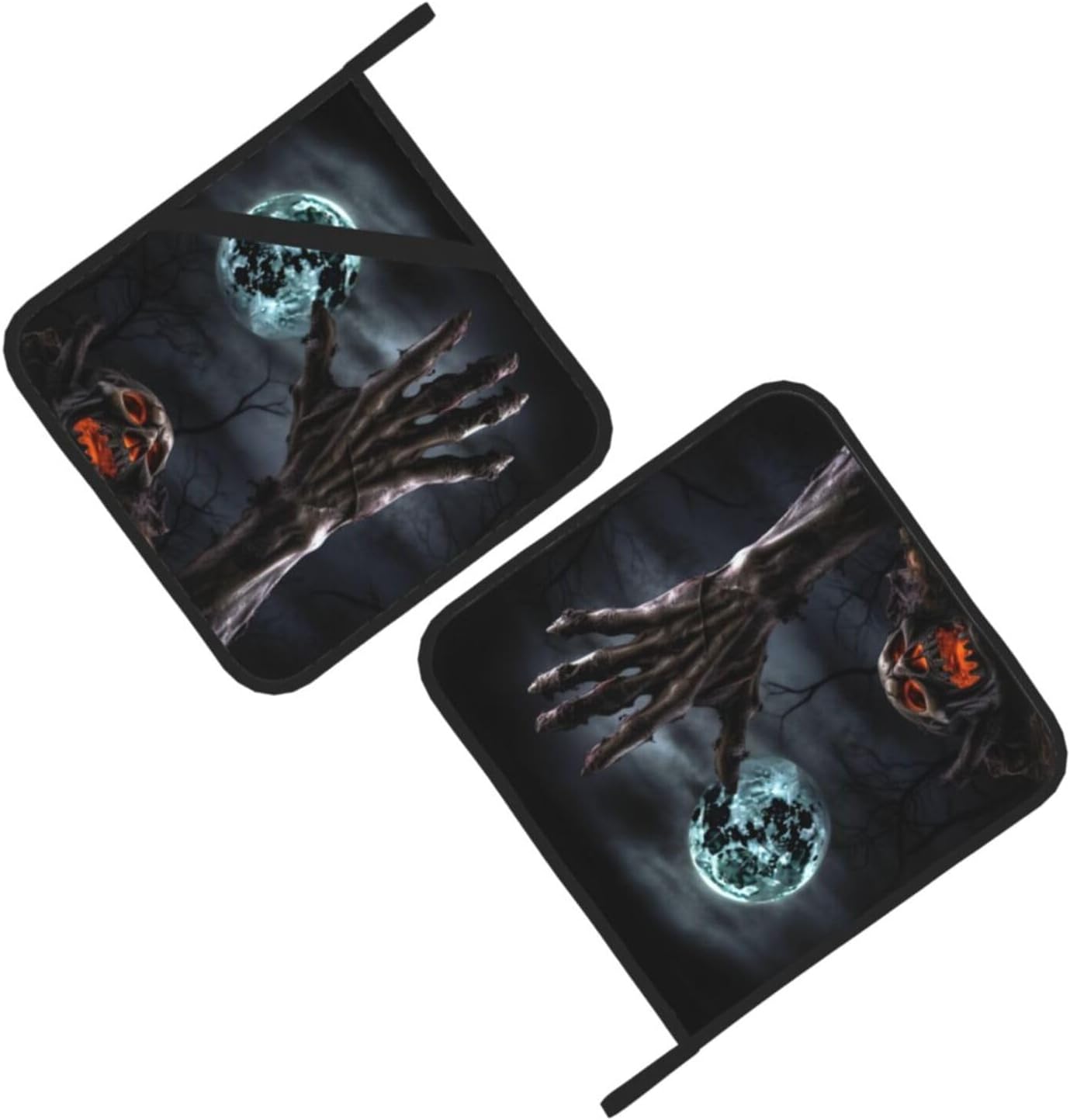 Zombie Hand Dark Halloween Potholder Set