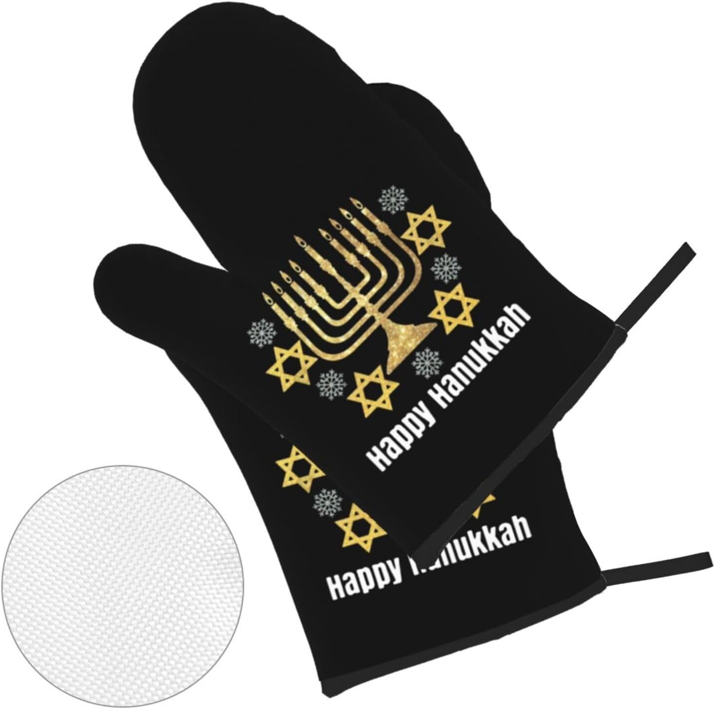 RqwaaedHappy Hanukkah Oven Mitts Set Heat-Resistant-Premium Oven Mitts