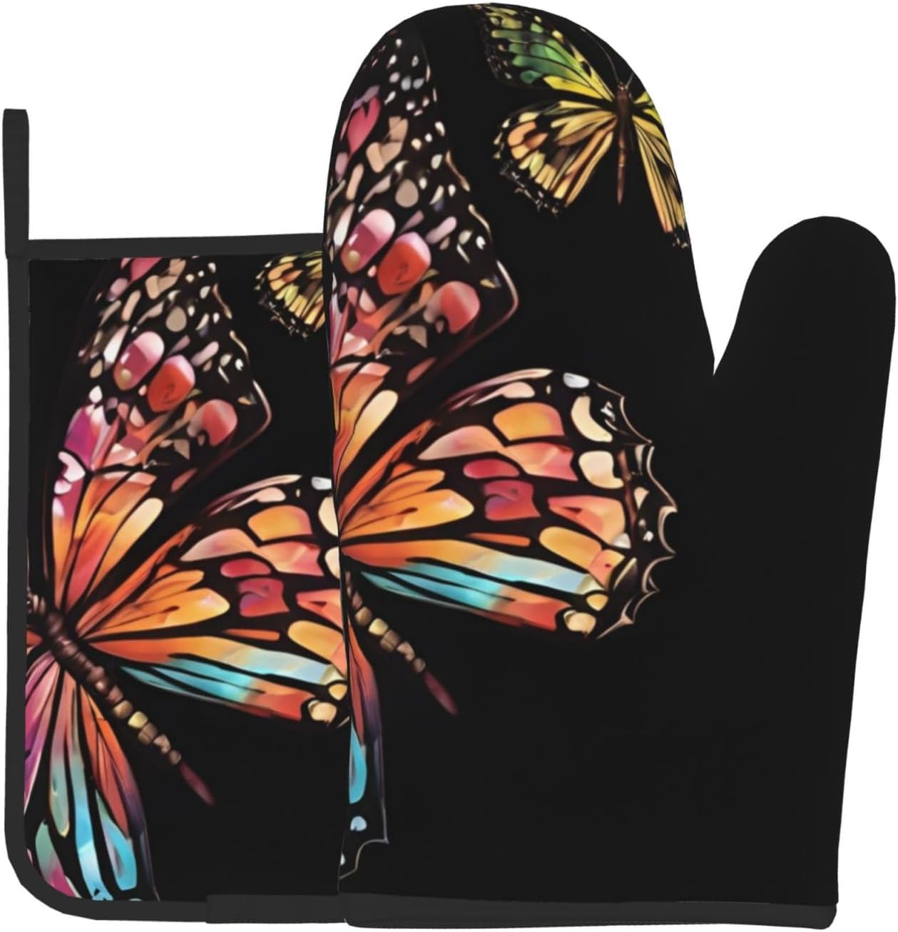 Pretty Butterfly-printed Oven Mitt Pot Holder Set
