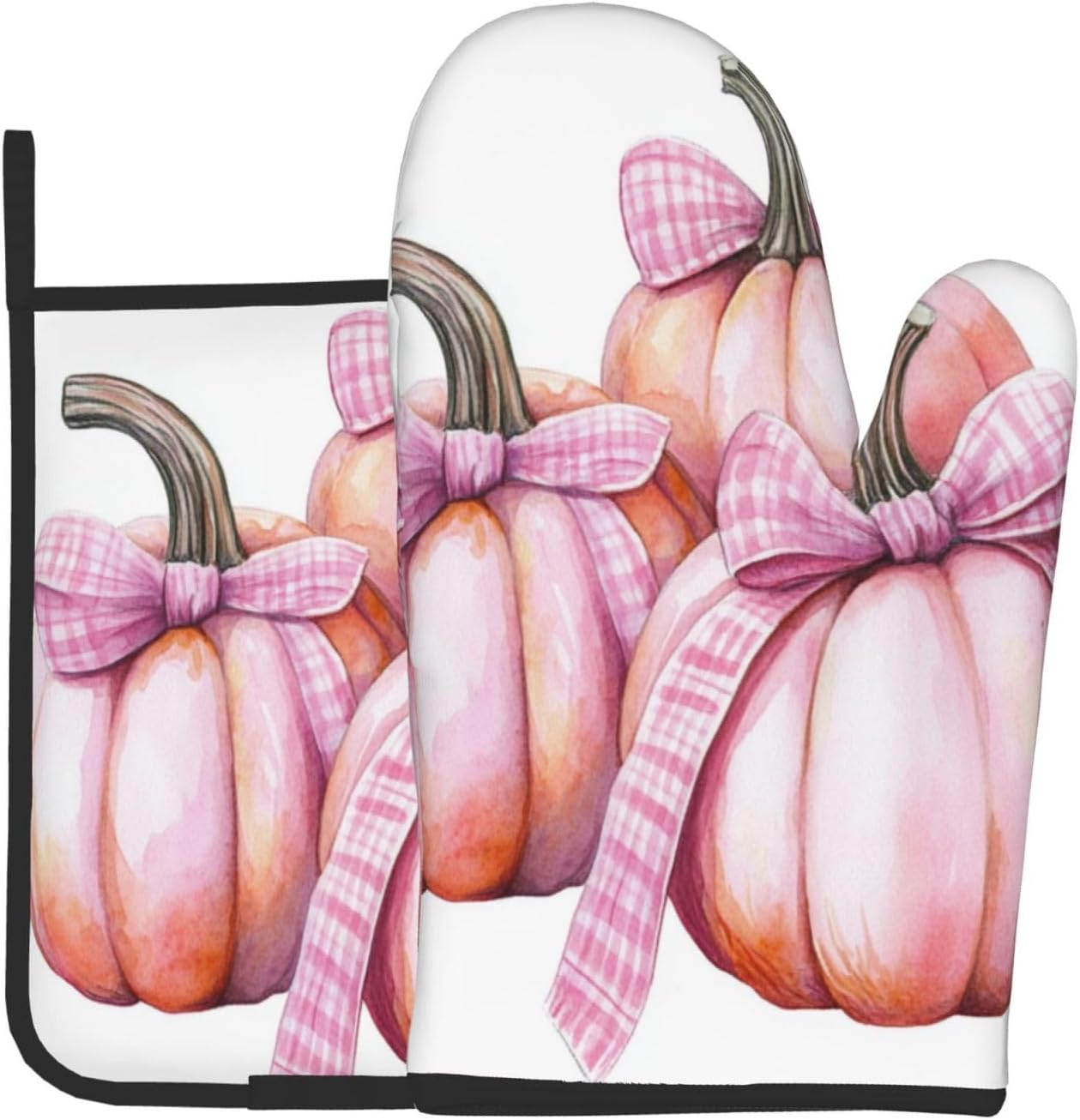 Halloween Treat Heat-Resistant Oven Mitts Set for Baking BBQ
