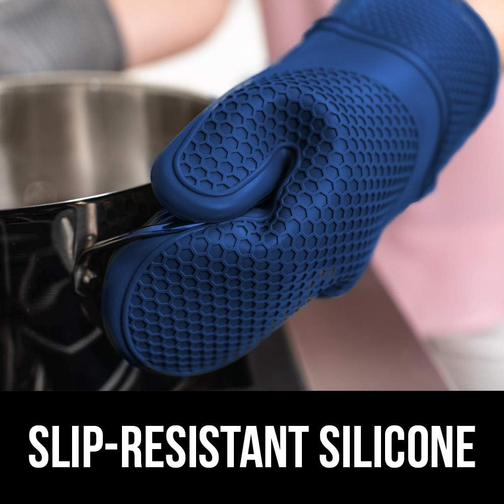 GORILLA GRIP BPA-Free Soft Silicone Oven Mitts 125 Blue