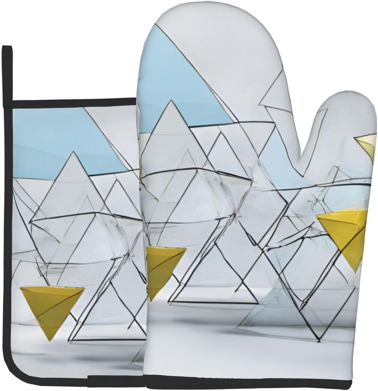 Quopvn Abstract Geometric Pattern Oven Mitts 2pcs Set