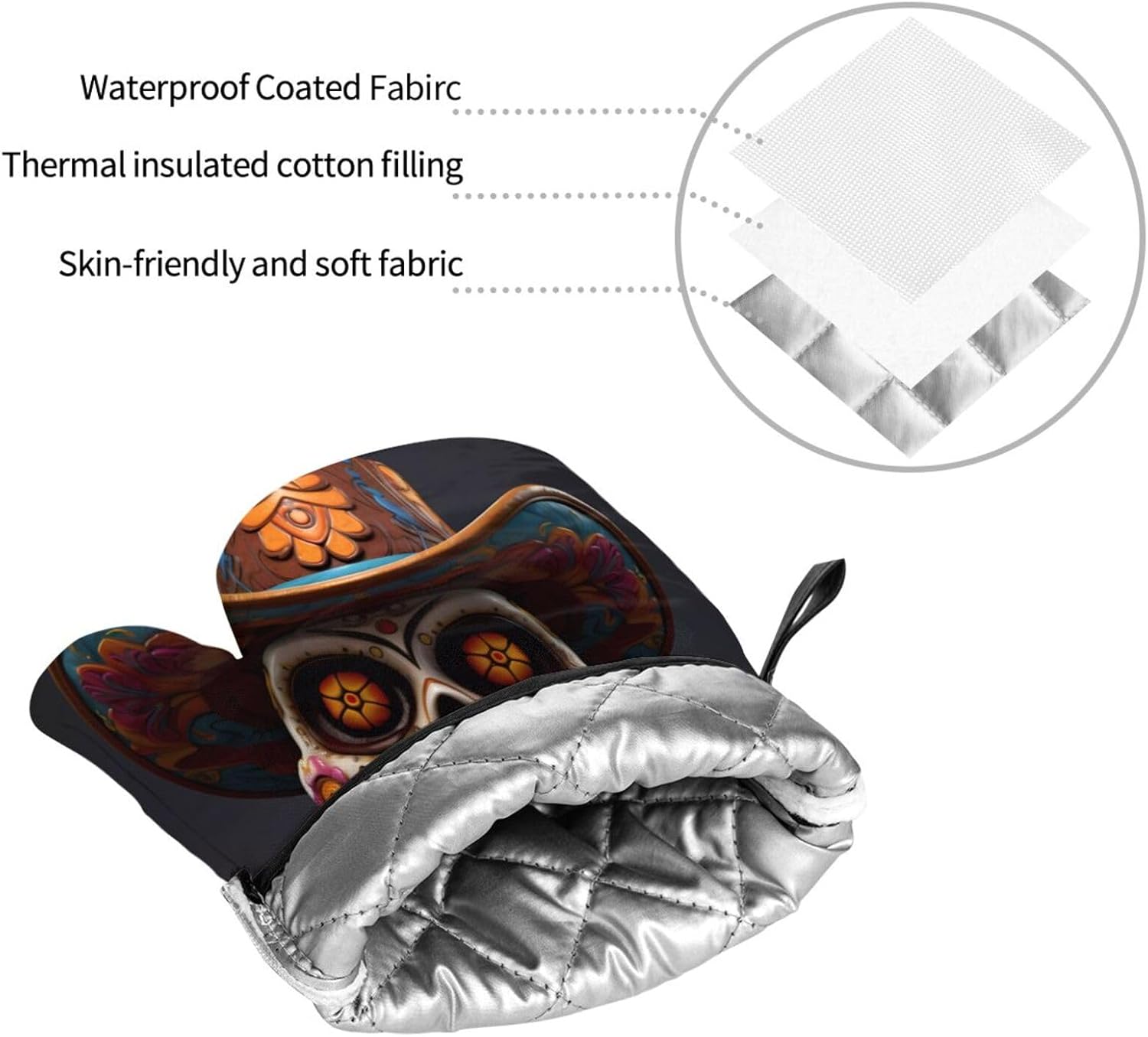 Halloween-Oriented Heat-Resistant Oven Mitt Set for Kitchen Use