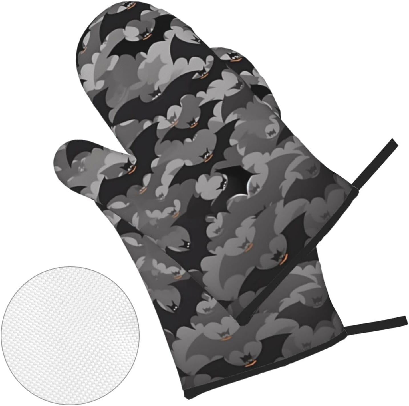 Halloween Bats Grey Ovenmitts Pot Holders Set - Heat Resistant Kitchen Gift