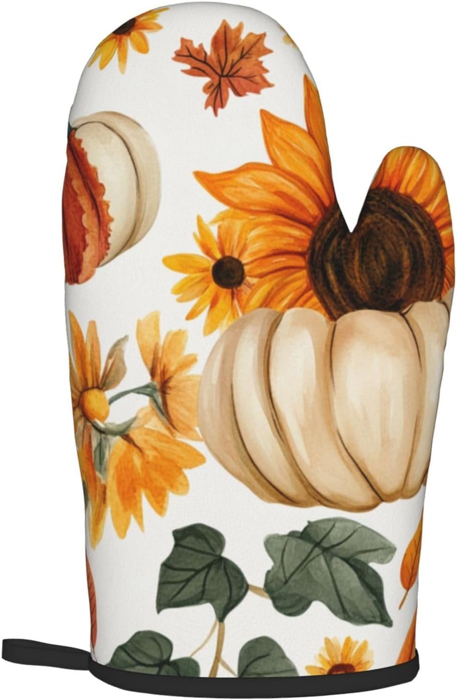 Gjieliness Halloween Oven Mitts Set with Pumpkins and Sunflowers Pattern