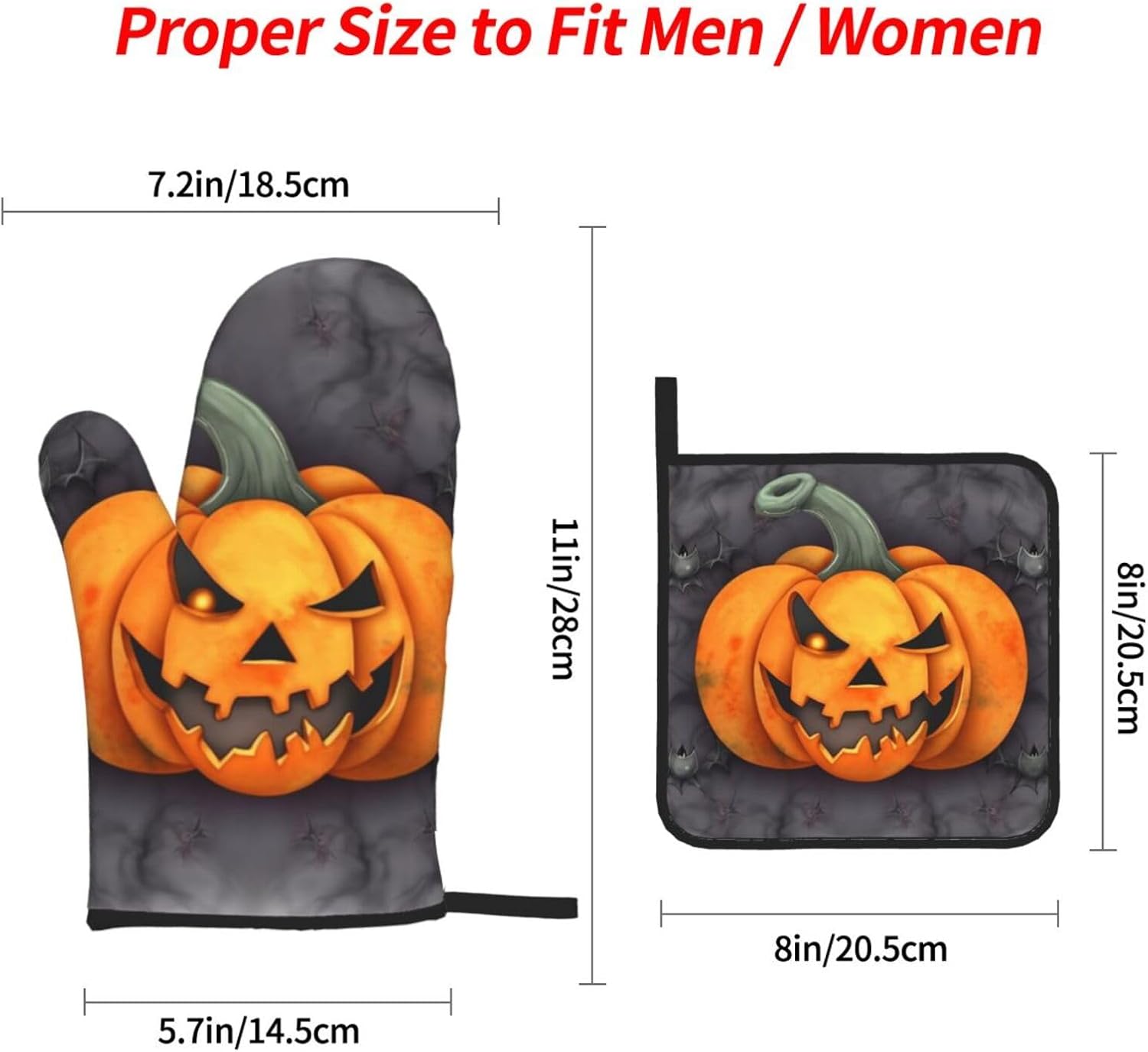 EKYOSHCZ Halloween Pumpkin Oven Mitts and Potholders Set of 4