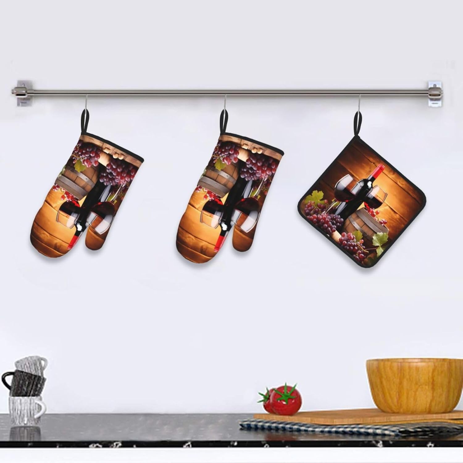 DXTKWL Heat-Resistant Oven Mitt Set for Grilling Cooking