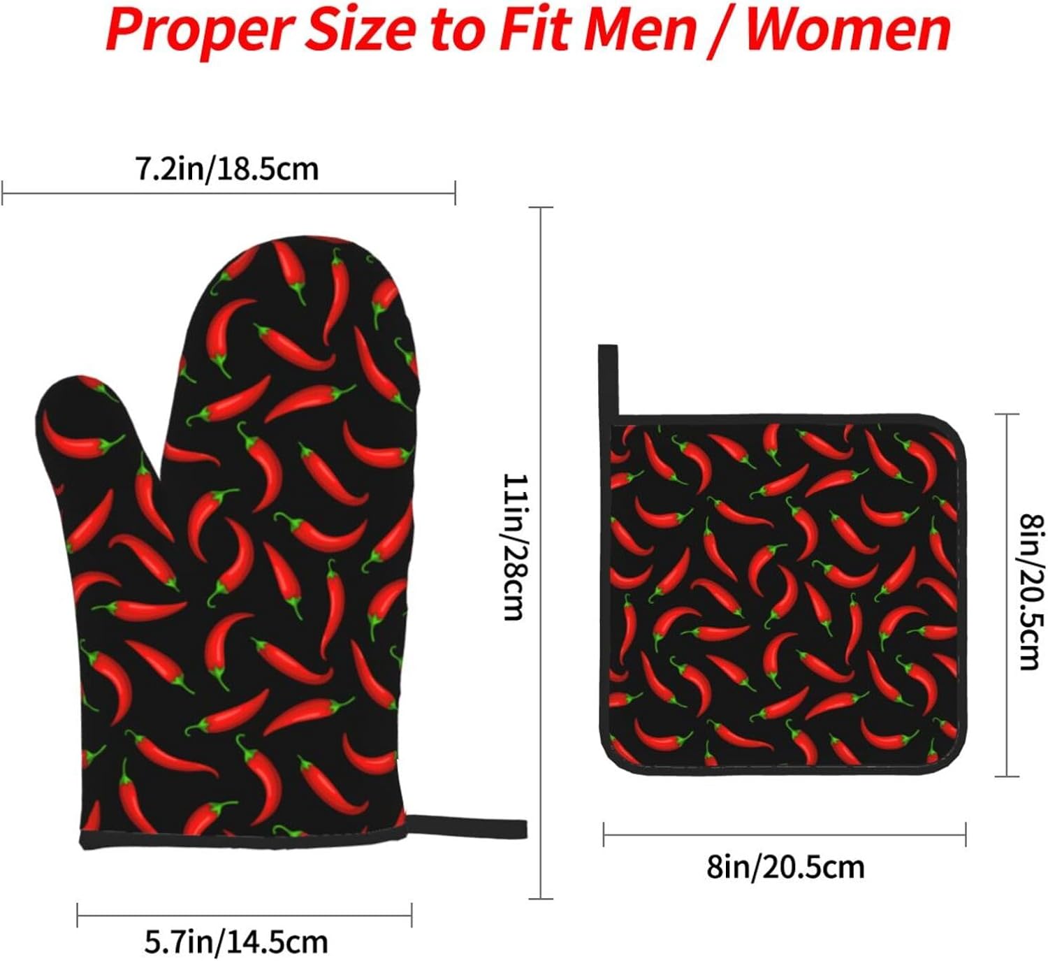 Red Hot Chilli Peppers Hand Underestimate Proof Oven Mitts Set of 4