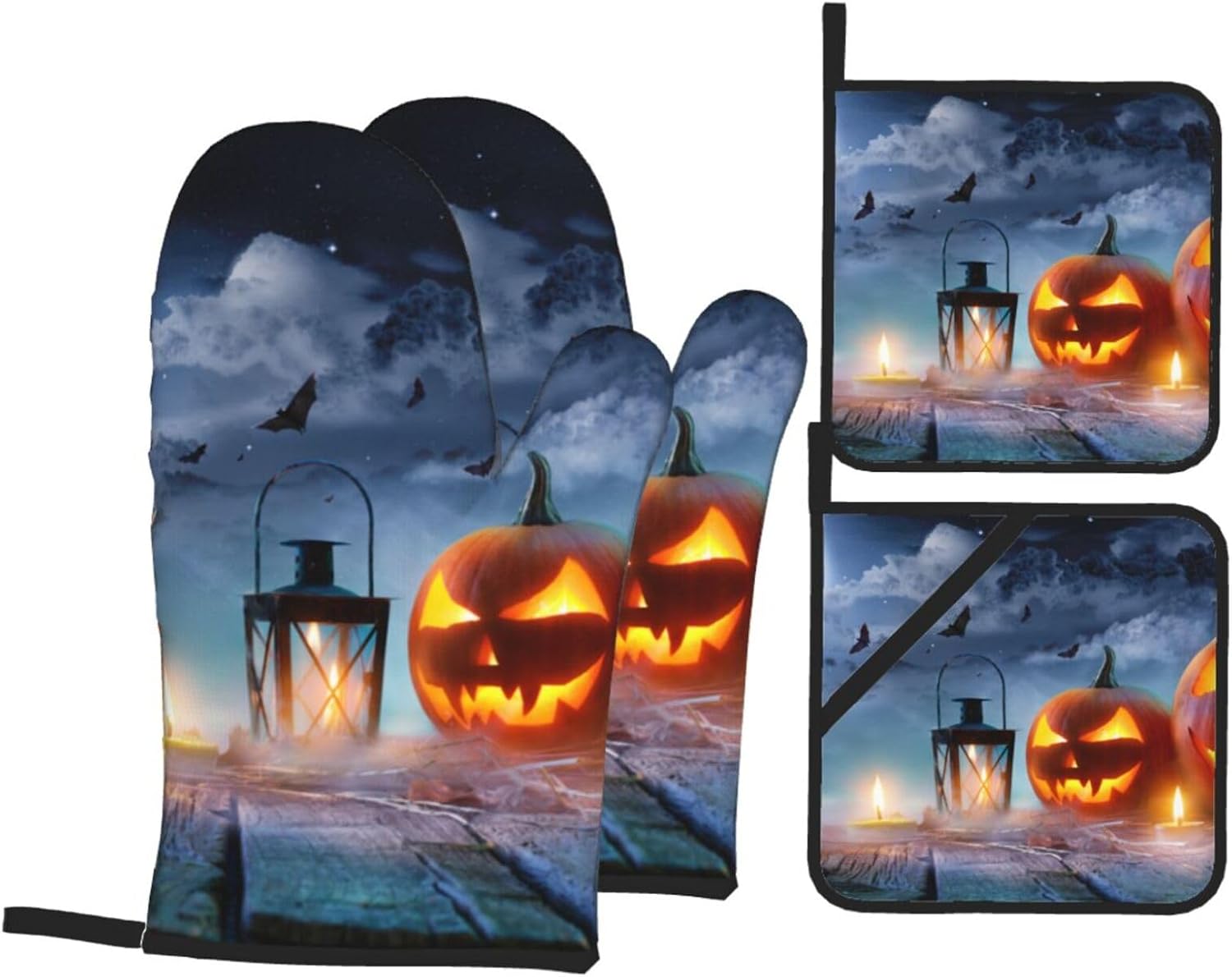 Spooktacular Halloween Oven Mitts Set for Safe Cooking Baking