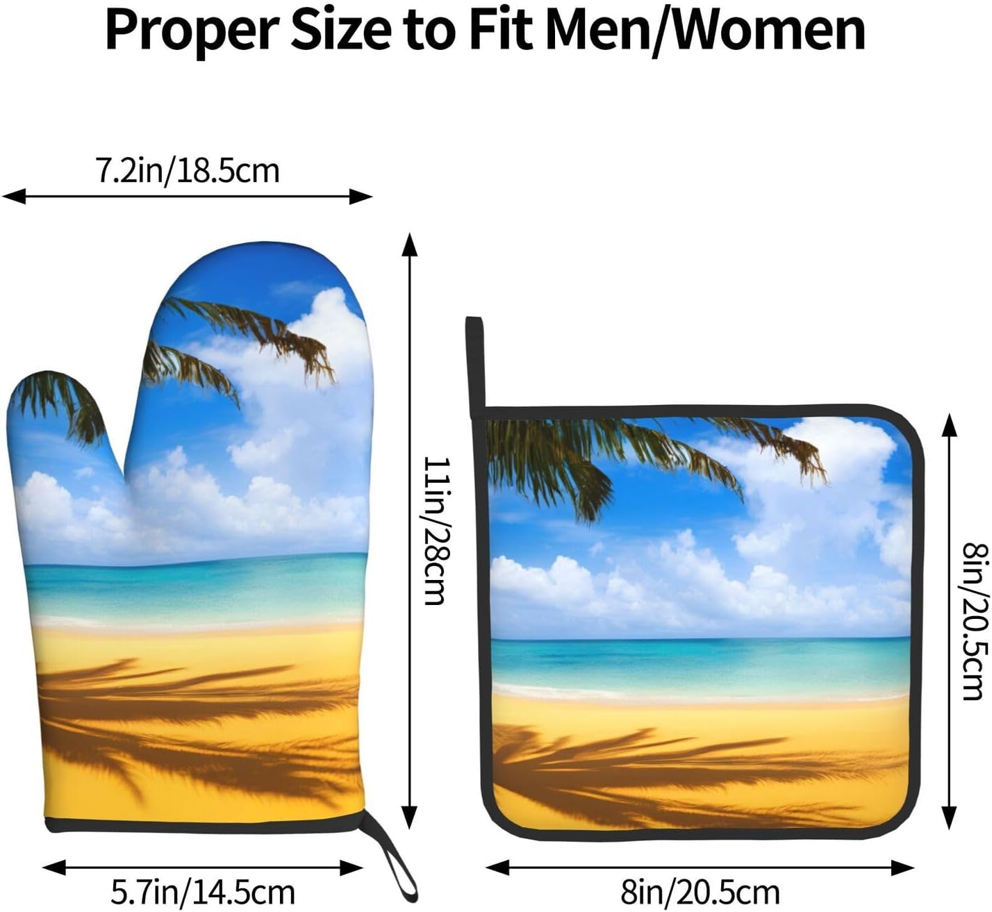Sunset Palm Printed Oven Mitts and Pot Holders 2pcs Set