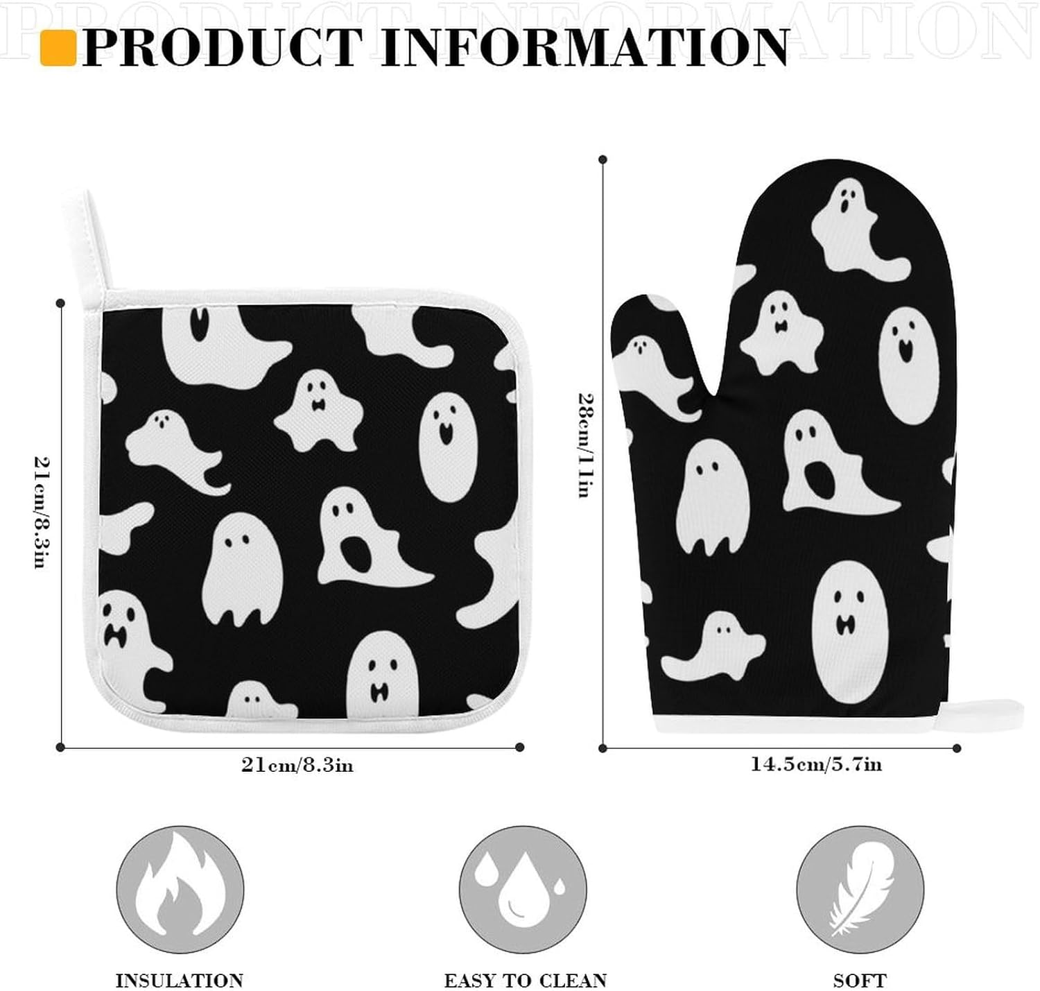 Scarecacked Halloween Goth Oven Mitts Coasters Set