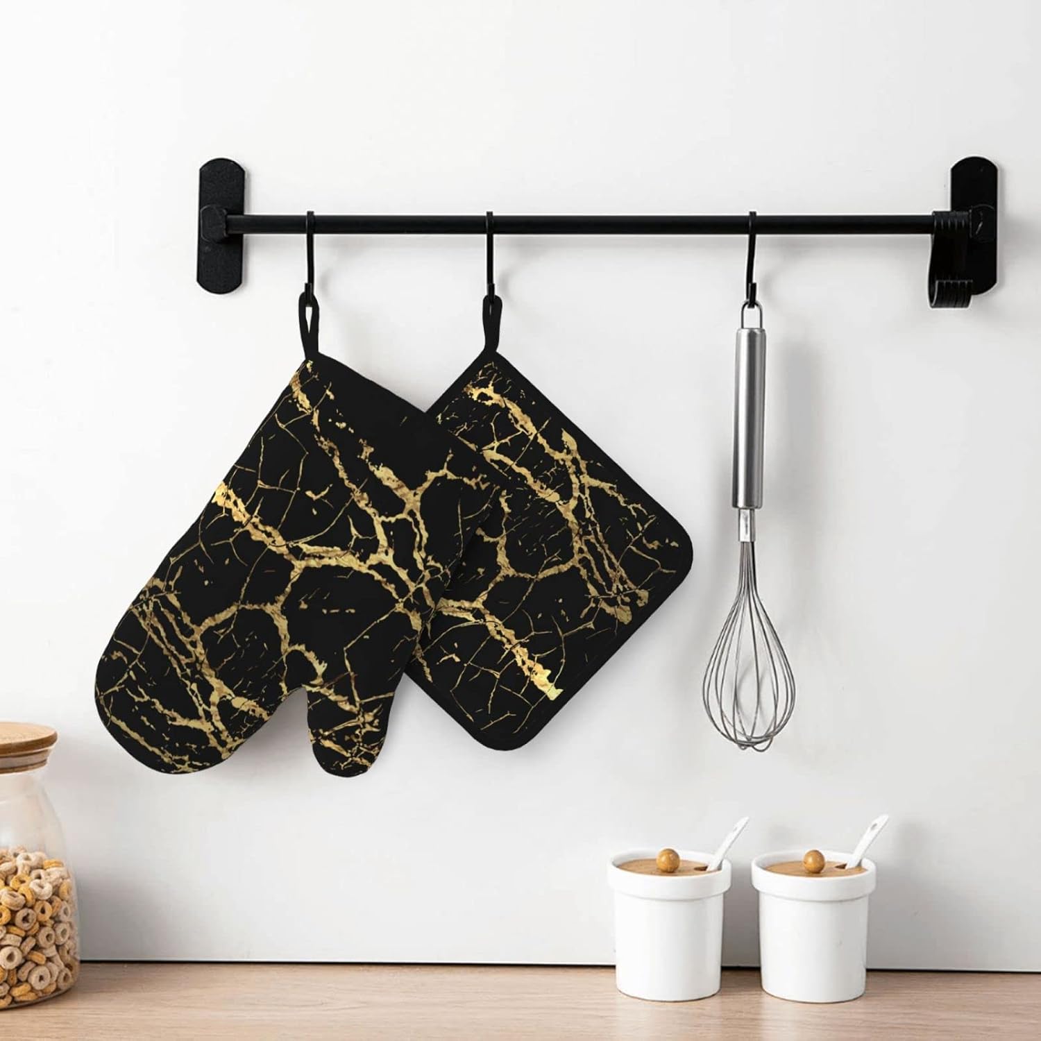 Oven Mitts Potholders - Heat-Resistant Waterproof FUN Design for Cooking