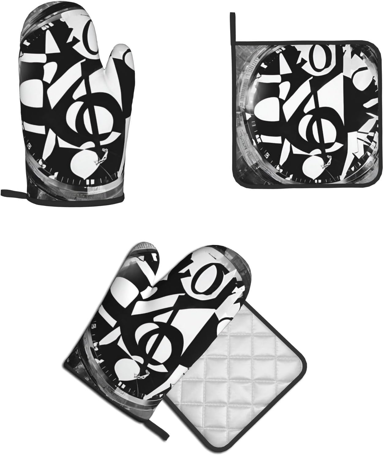 Musical Theme Oven Mitt Pot Holder Set