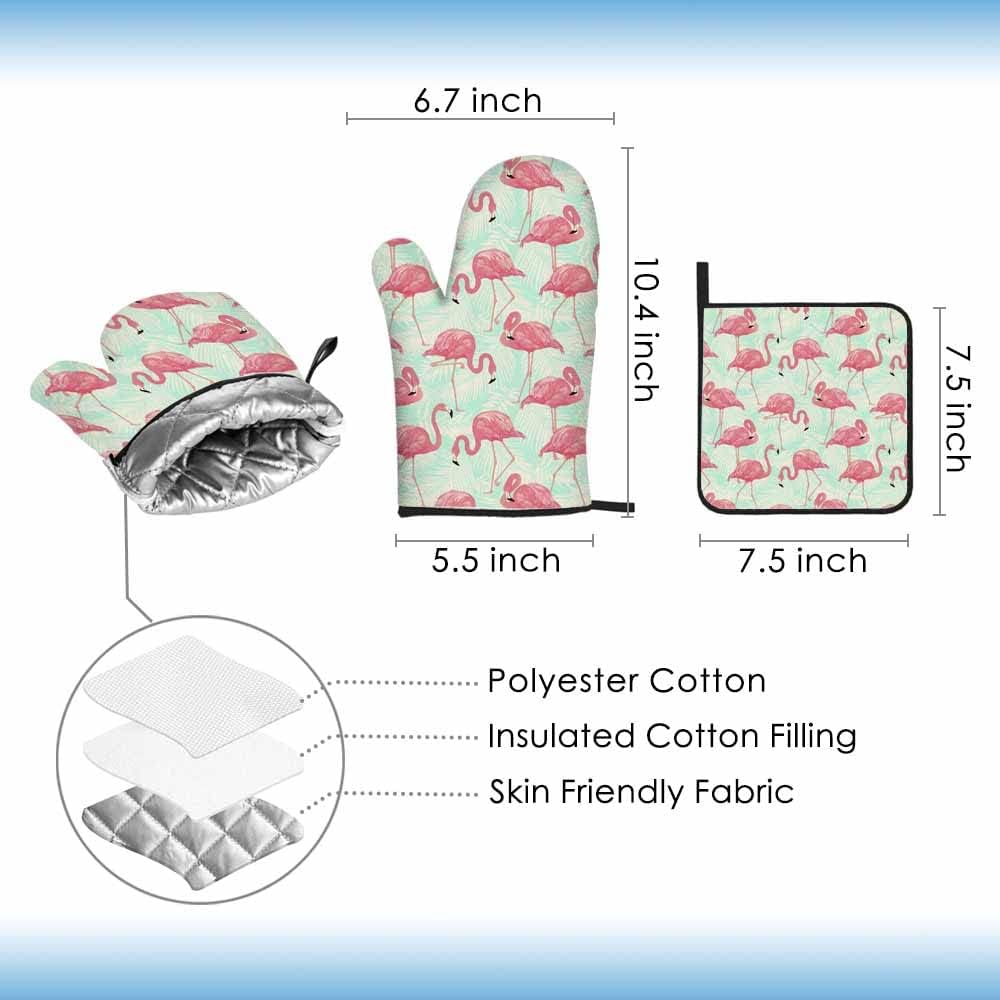 Tropical Heat Resistant Oven Mitt Set