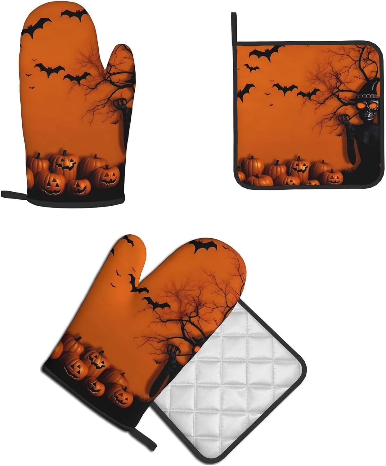 Orange Halloween Oven Mitts Set of 2